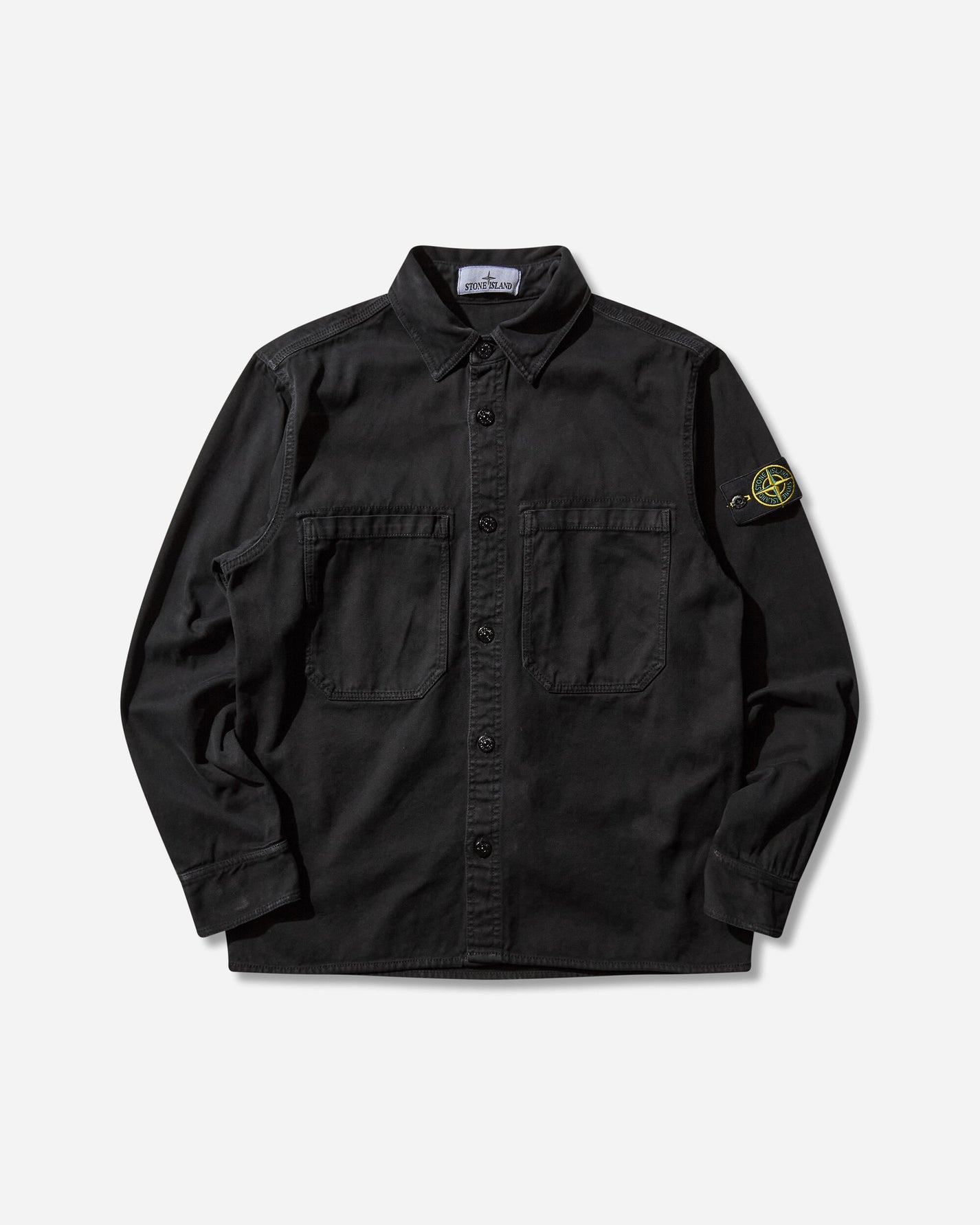 Stone Island Panama Cotton Old Effect Overshirt Black Shirts Overshirt K2S15-1200025-S0184 V0129