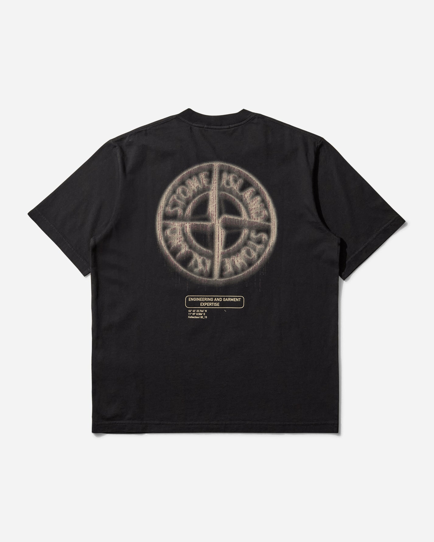 Stone Island Bleeding Numbers Compass T Shirt Black T-Shirts Shortsleeve K2S15-2100037-S0197 V0029