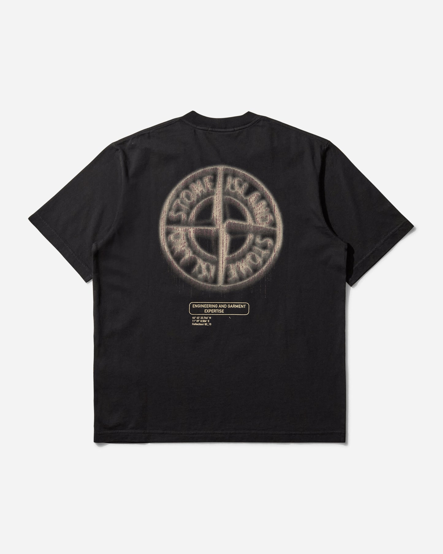 Stone Island Bleeding Numbers Compass T Shirt Black T-Shirts Shortsleeve K2S15-2100037-S0197 V0029
