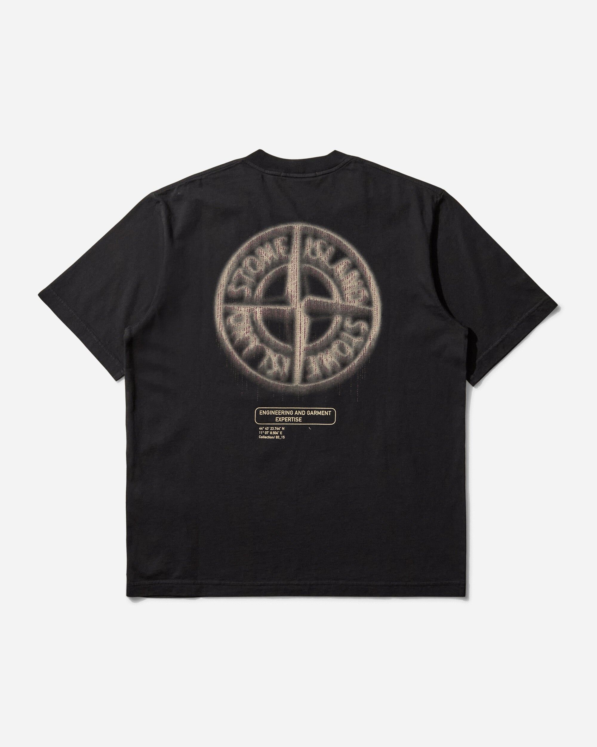 Stone Island Bleeding Numbers Compass T Shirt Black T-Shirts Shortsleeve K2S15-2100037-S0197 V0029