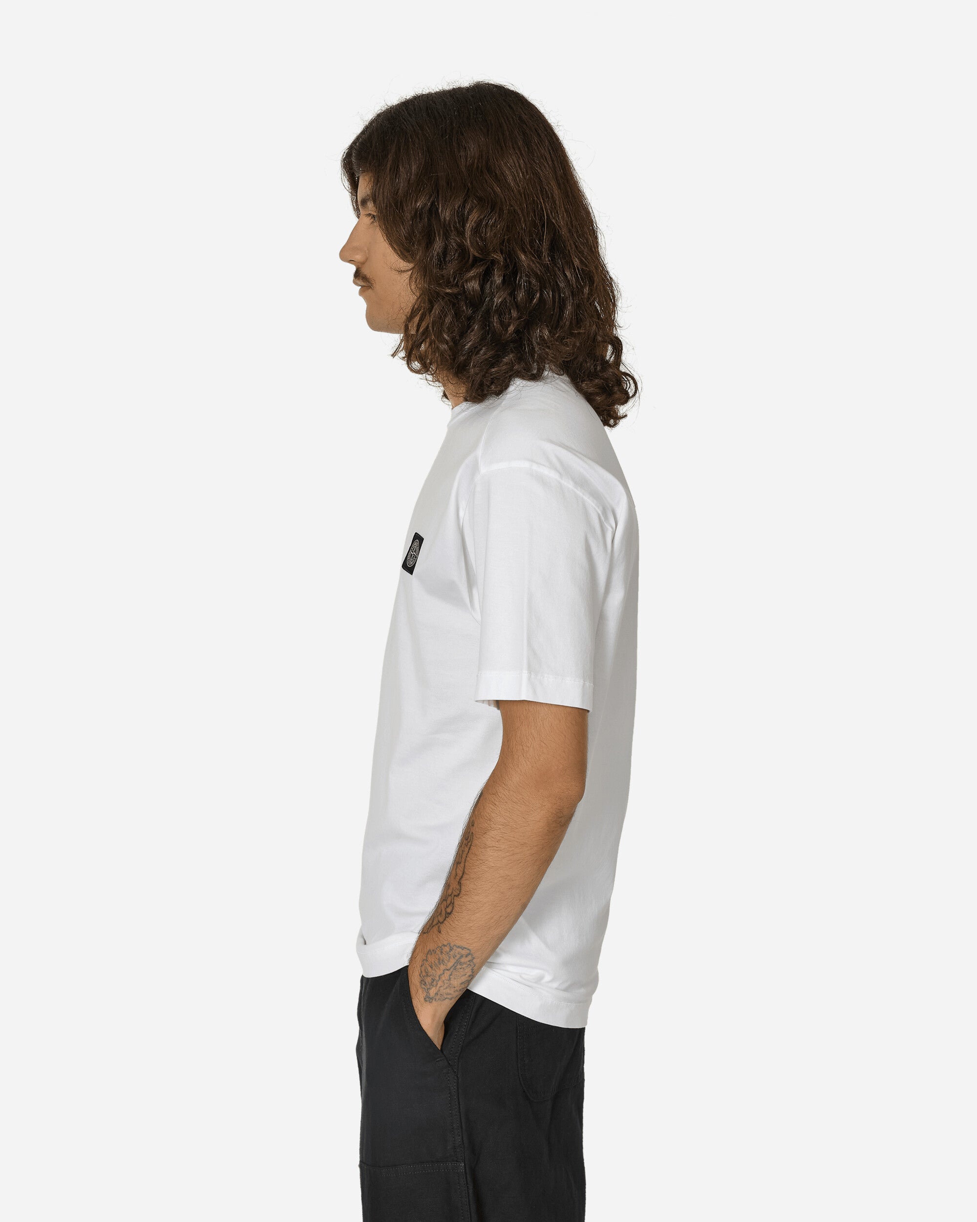 Stone Island Logo S/S T-Shirt White T-Shirts Shortsleeve 811524113 A0001