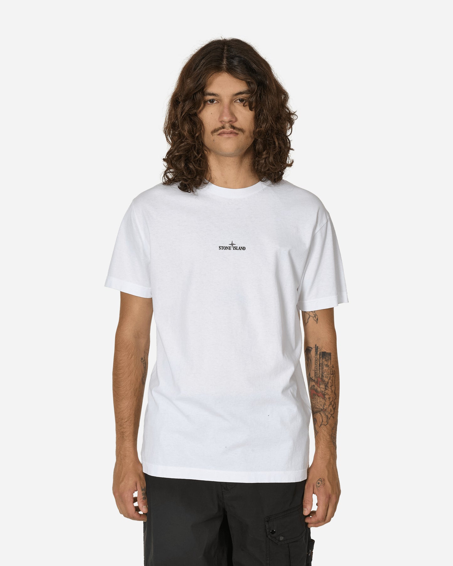 Stone Island Logo S/S T-Shirt White T-Shirts Shortsleeve 81152NS81 V0001