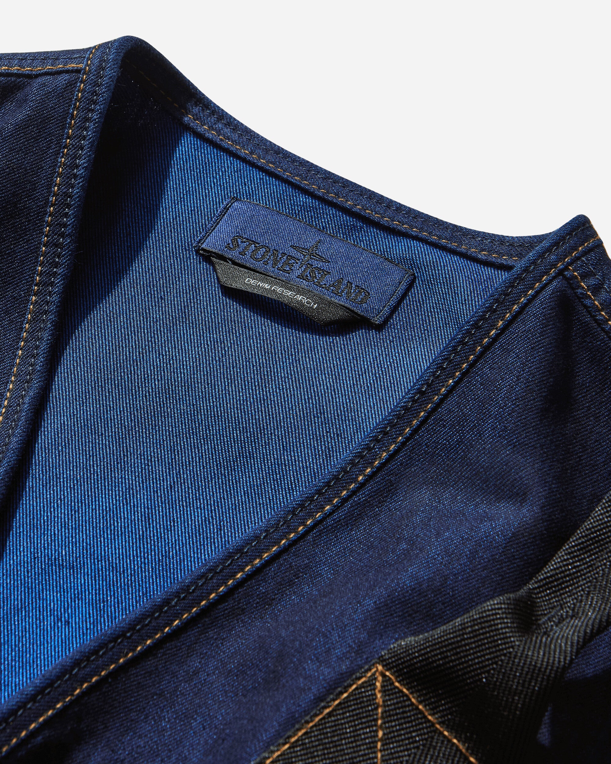 Stone Island Indigo Polypropylene Denim Light Vest Blue Rinse Coats and Jackets Vests K2S15-G100016-S00J2 VJ201