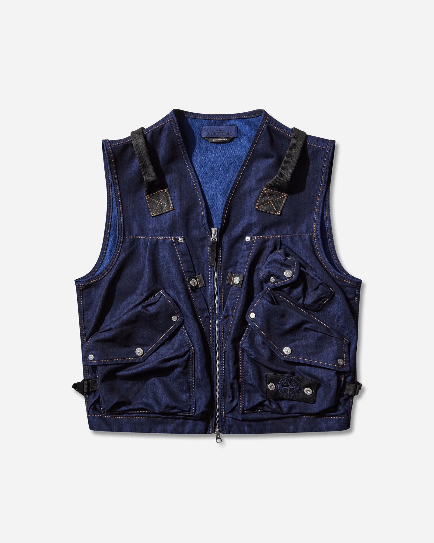 Stone Island Indigo Polypropylene Denim Light Vest Blue Rinse Coats and Jackets Vests K2S15-G100016-S00J2 VJ201