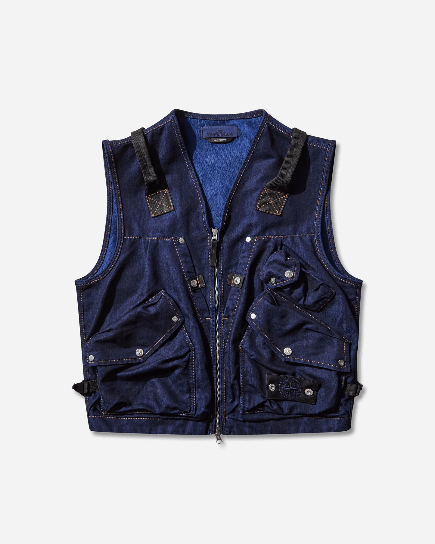 Stone Island Indigo Polypropylene Denim Light Vest Blue Rinse Coats and Jackets Vests K2S15-G100016-S00J2 VJ201