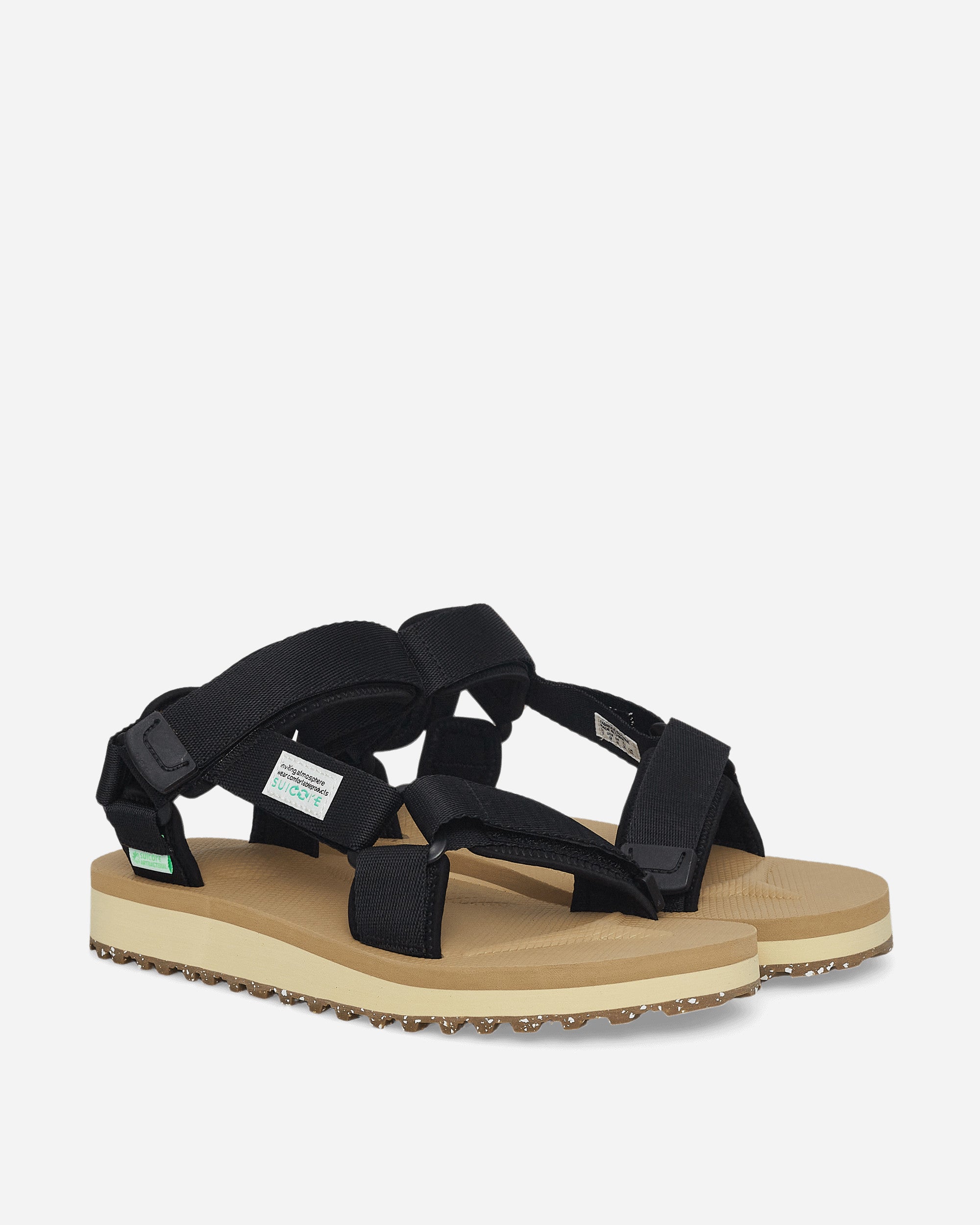 Suicoke Depa-2Cab-Eco Black X Beige Sandals and Slides Sandal OG-022-2Cab-ECO- BLB