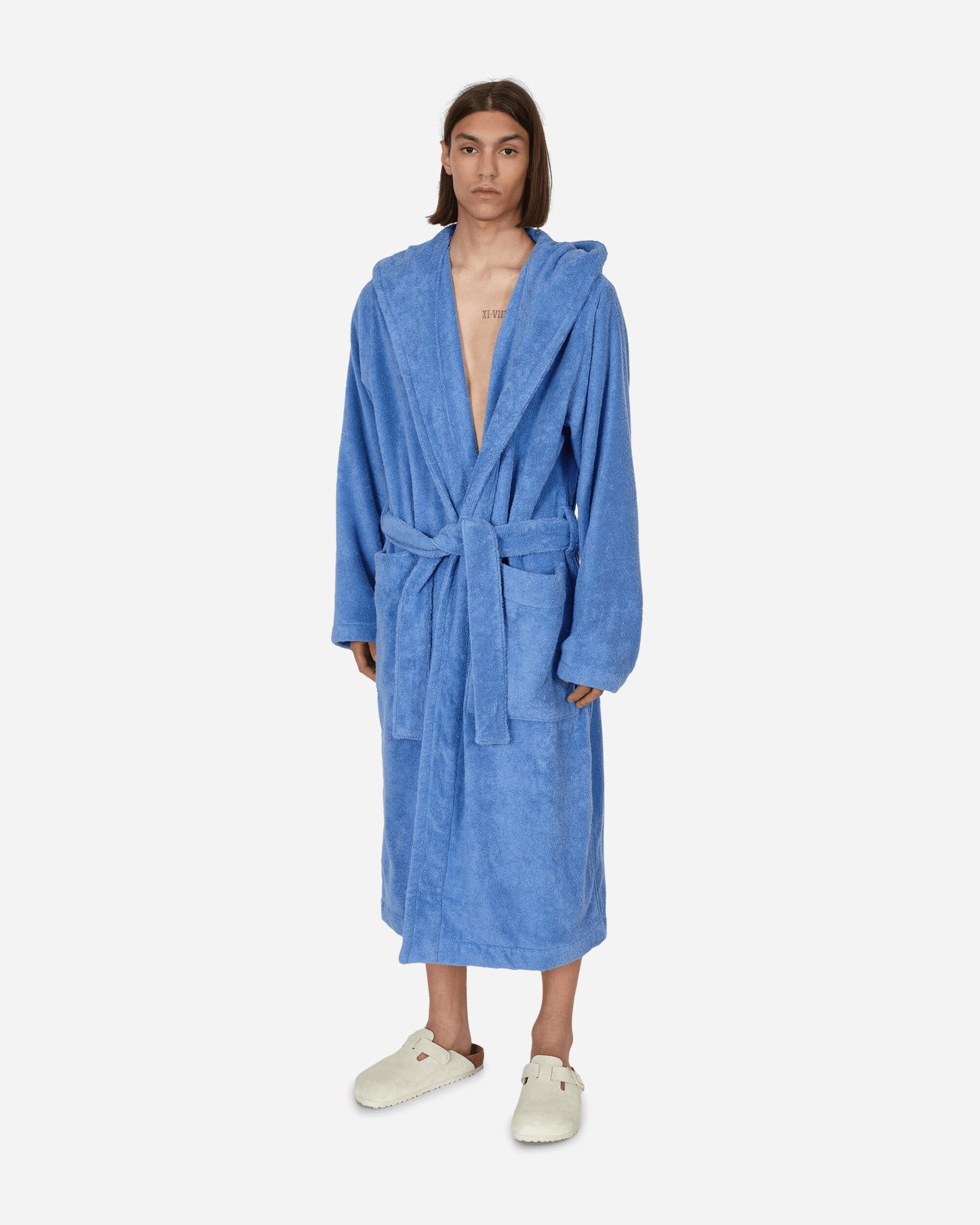 Tekla Hooded Bathrobe Clear Blue Textile Bathrobes BT CL