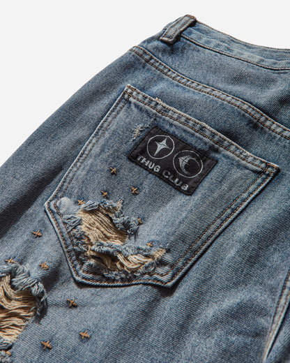 Thug Club Vintage Double Knee Pants Blue Pants Denim TC25PT2801 BLUE