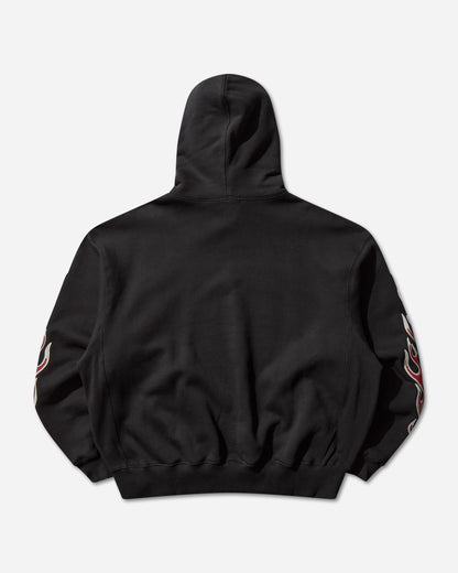 Thug Club Leather Flame Hoodie Black Sweatshirts Hoodies TC25SS2201 BLACK