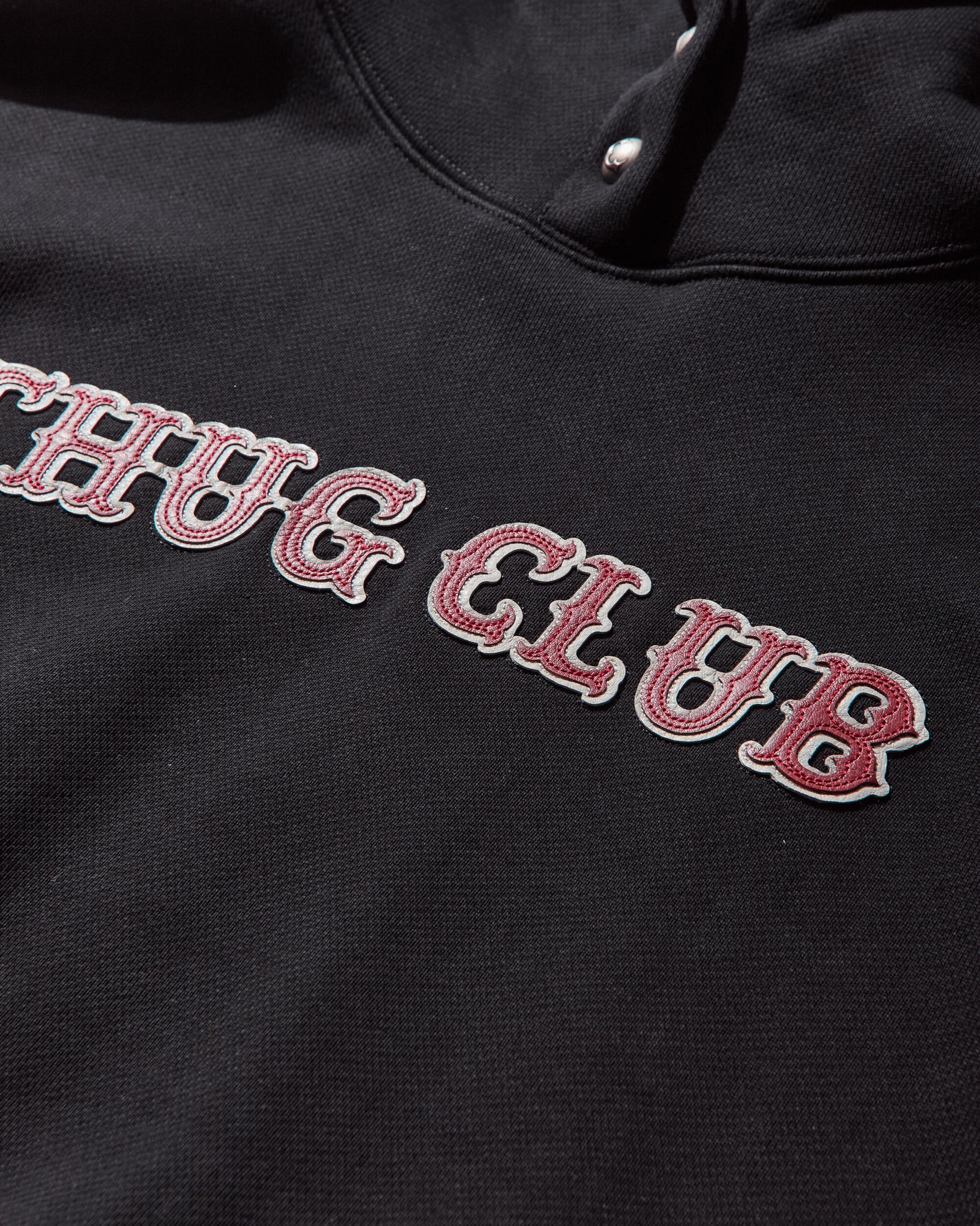 Thug Club Leather Flame Hoodie Black Sweatshirts Hoodies TC25SS2201 BLACK