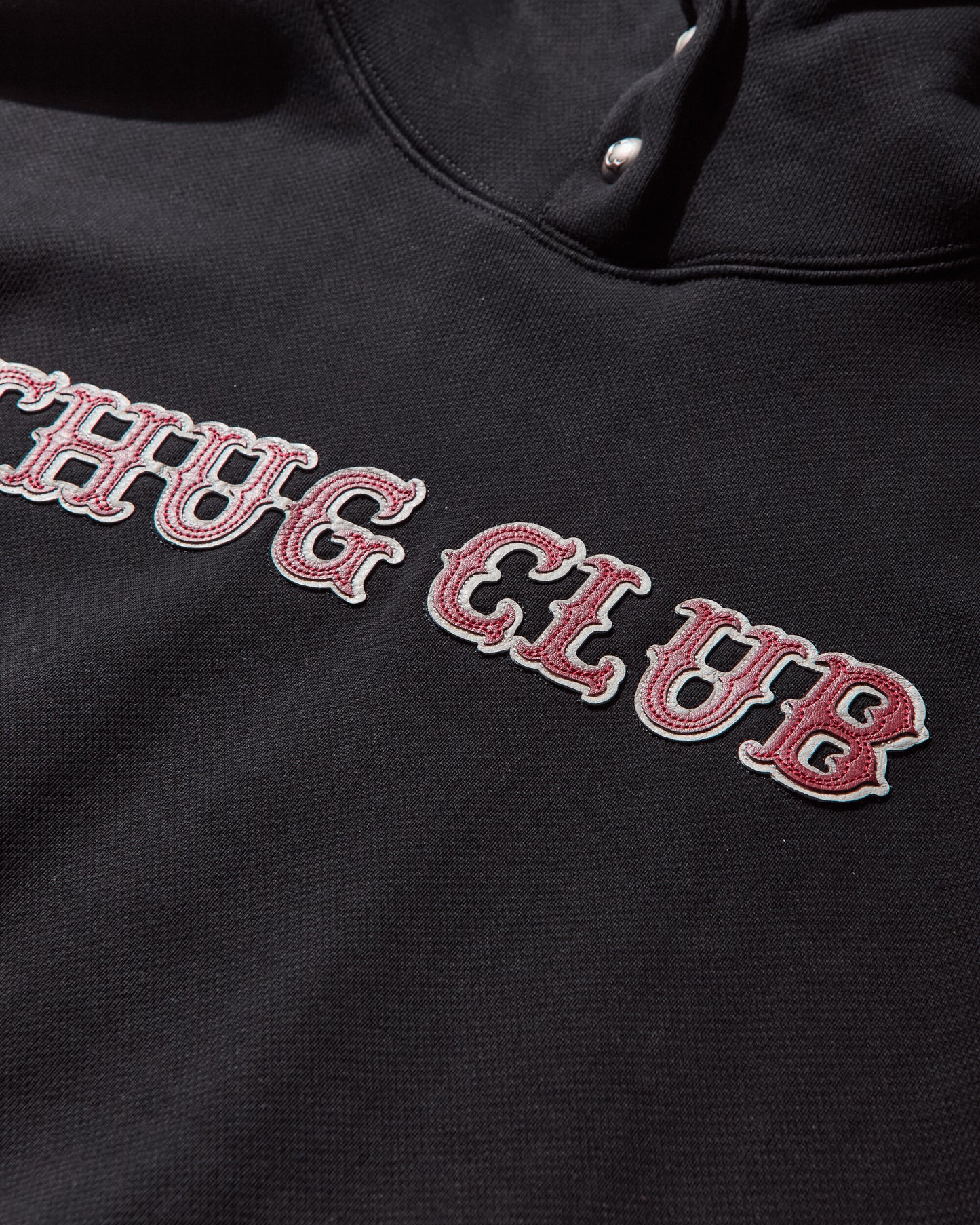 Thug Club Leather Flame Hoodie Black Sweatshirts Hoodies TC25SS2201 BLACK
