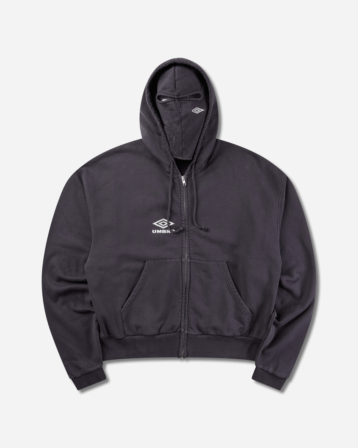 Umbro Compact Masked Zip Hoodie Washed Black Sweatshirts Hoodies UBMW0729FA460 BLK0020