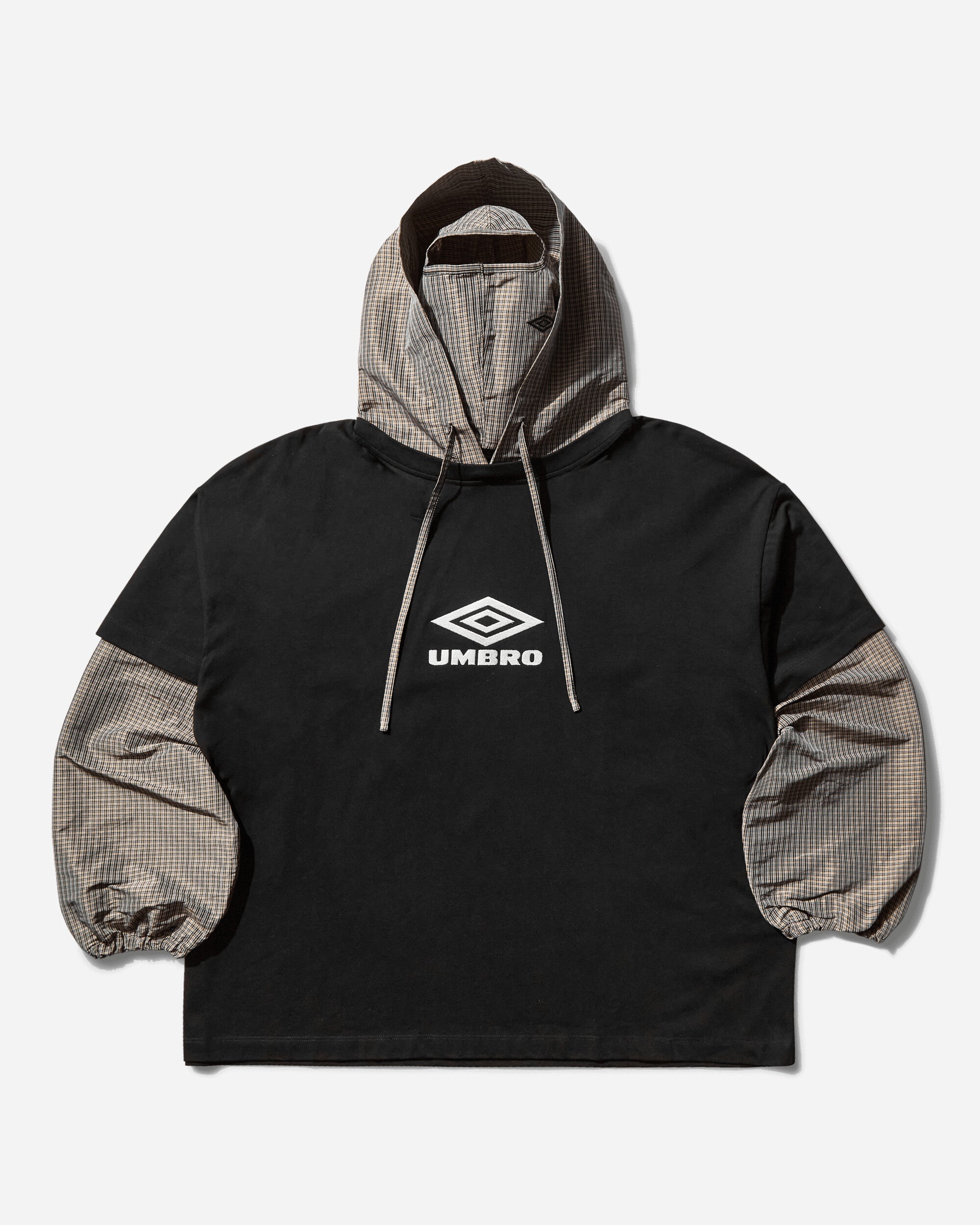 Umbro Cut Up Masked Hoodie Washed Black Beige Sweatshirts Hoodies UBMW0365JY106 BLK0047