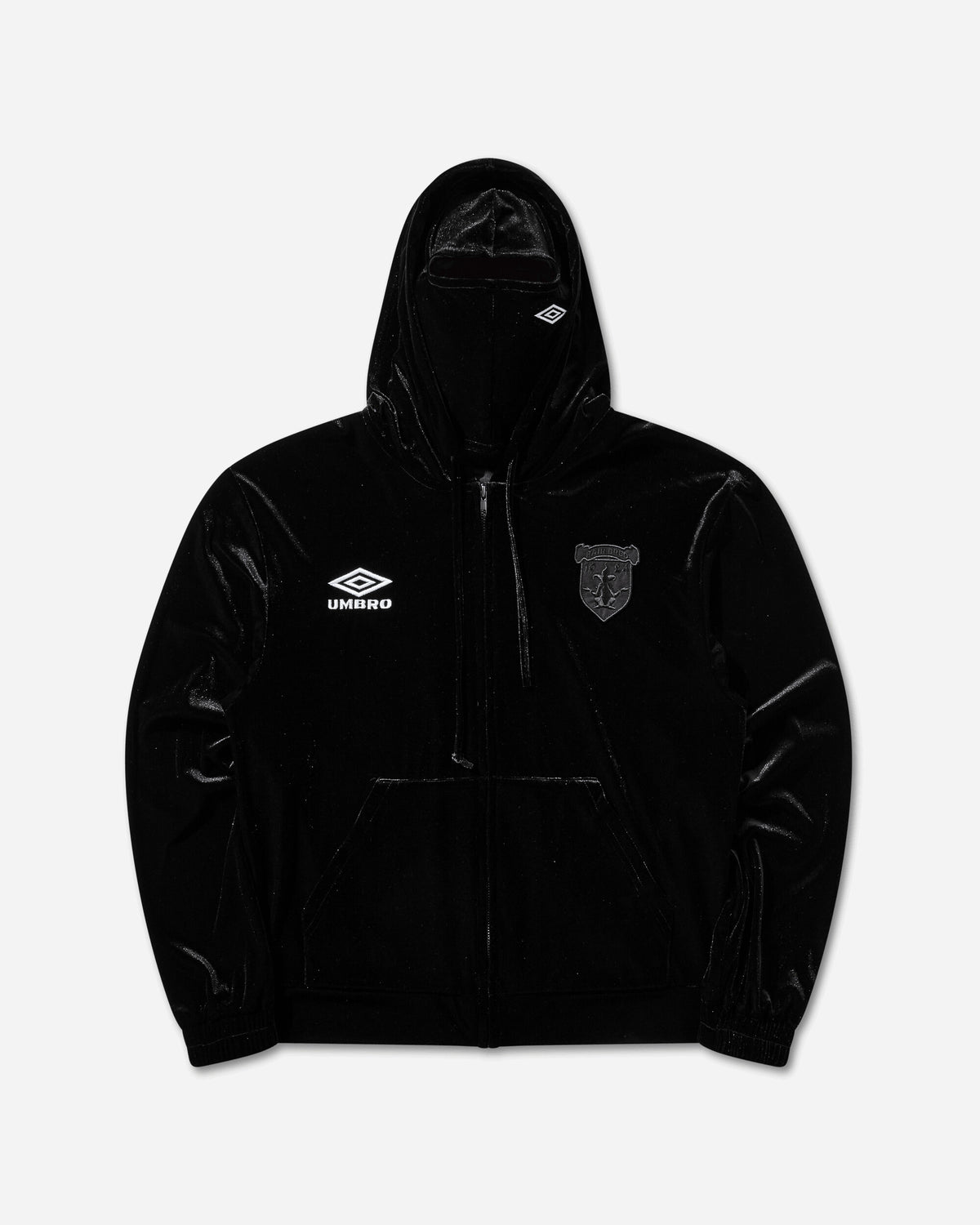 Umbro Velvet Masked Zip Hoodie Black Sweatshirts Hoodies UBMW0673JY188 BLK0001