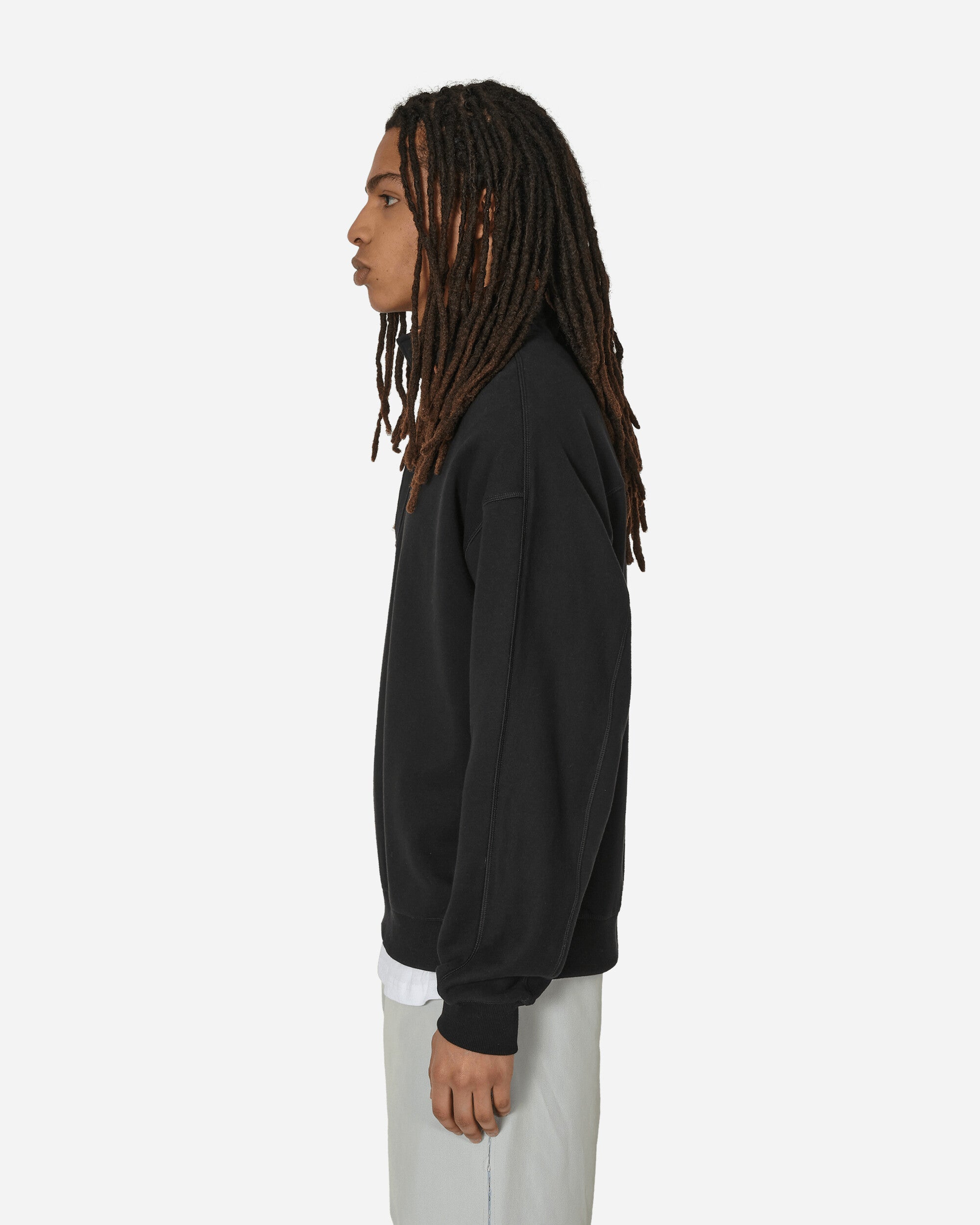 Unaffected Stand Collar Half Zip Sweat Black Sweatshirts Zip-Ups UN24SSLSS04 BLACK