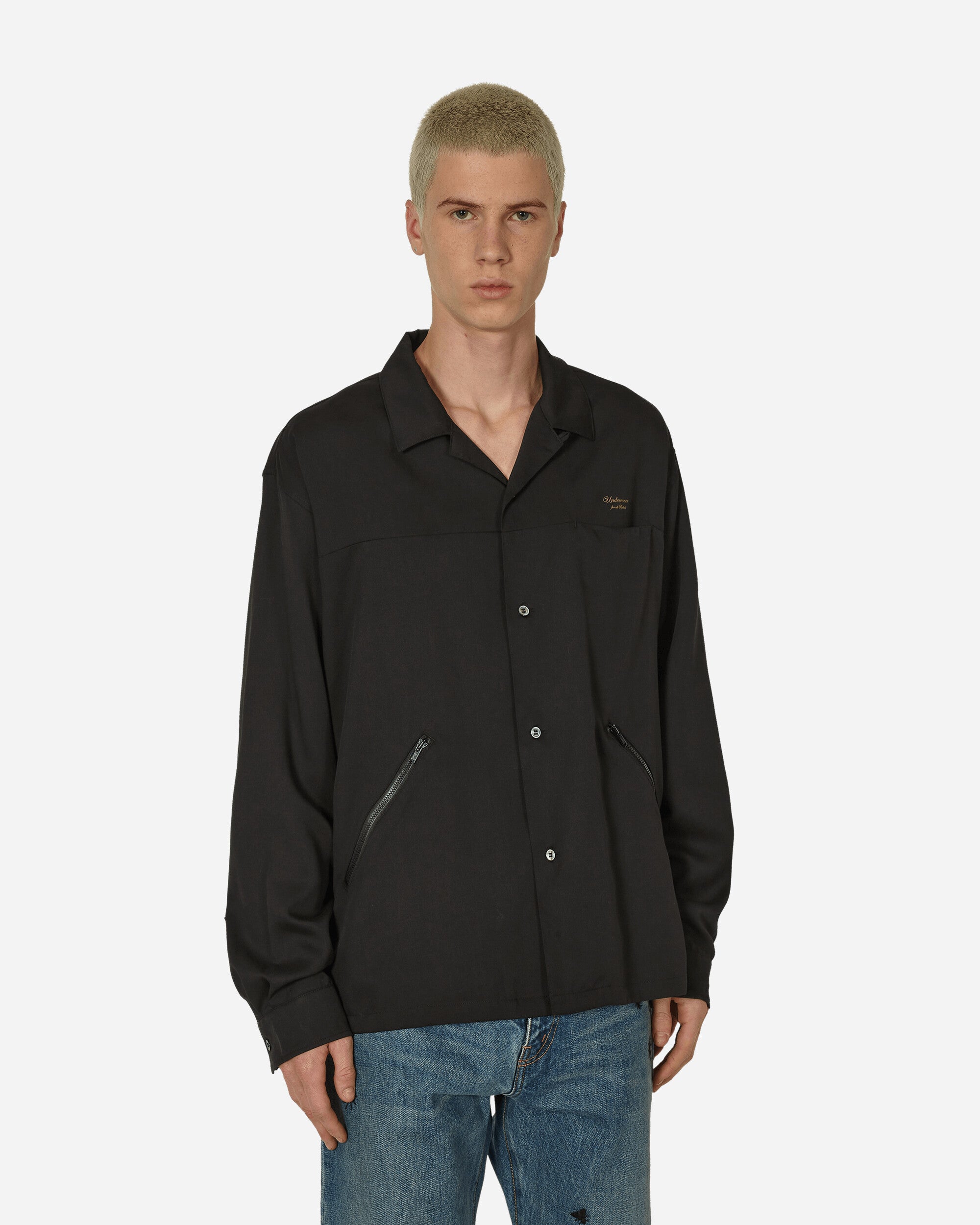 Undercover Open Collar Shirt Black - Slam Jam® Official Store