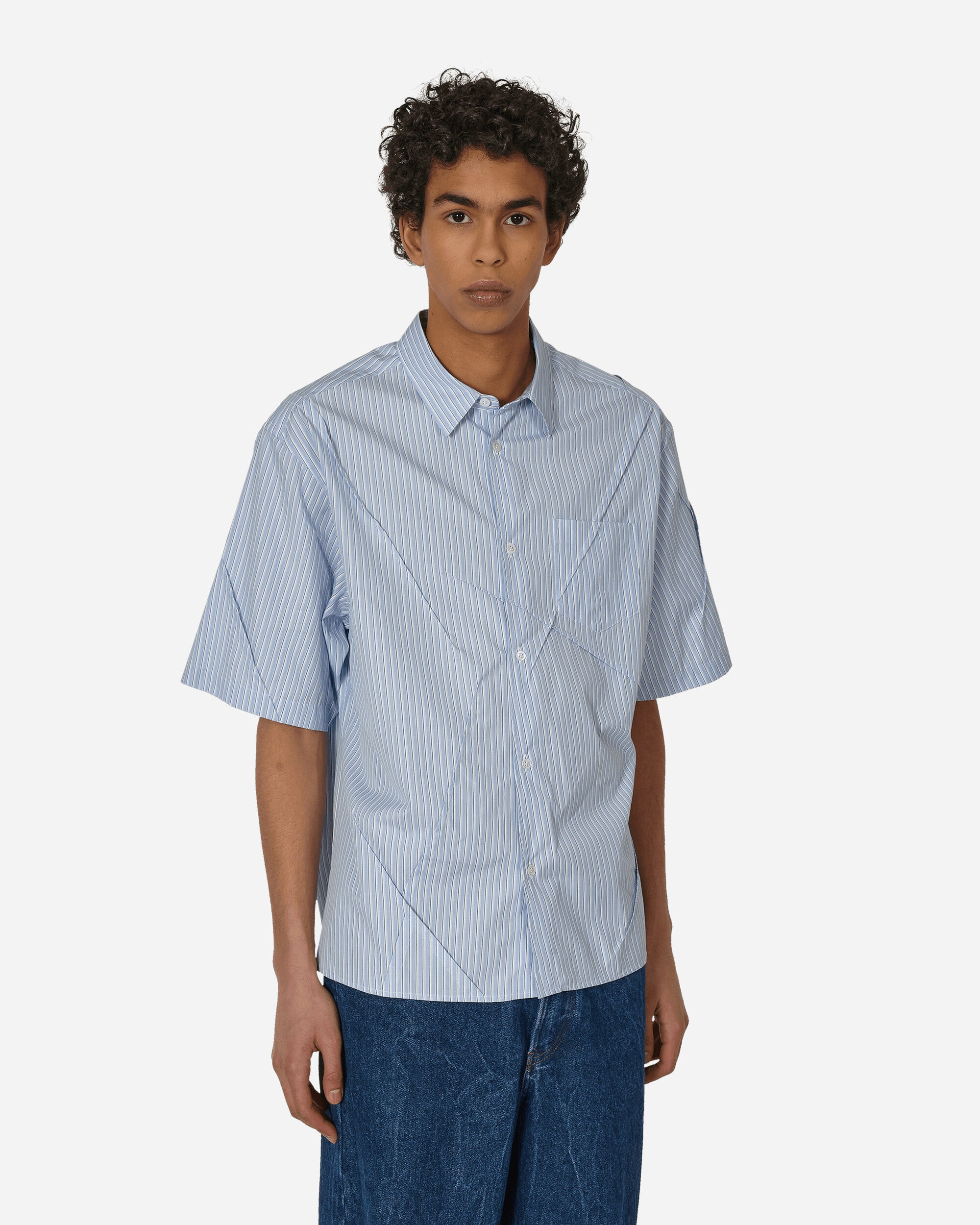 AMBUSH short-sleeve striped cotton shirt - Blue