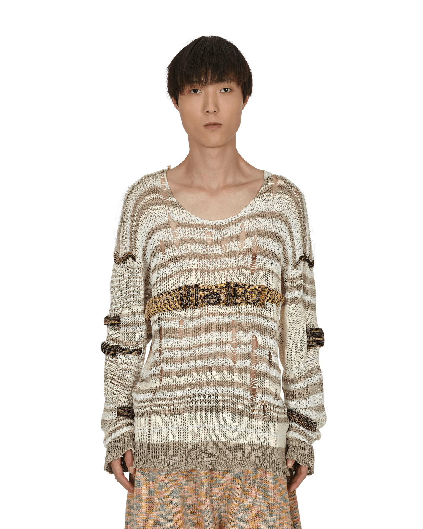 Vitelli Chaga Reverse Logo Stitch Sweater Grey/White Knitwears Sweaters SS22OKT010 008
