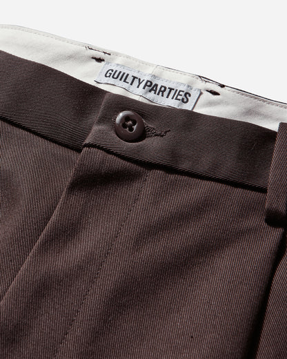 WACKO MARIA Double Pleated Chino Trousers  Type 1 Burgundy Pants Casual 25FW-WMP-PT01 BURGUNDY