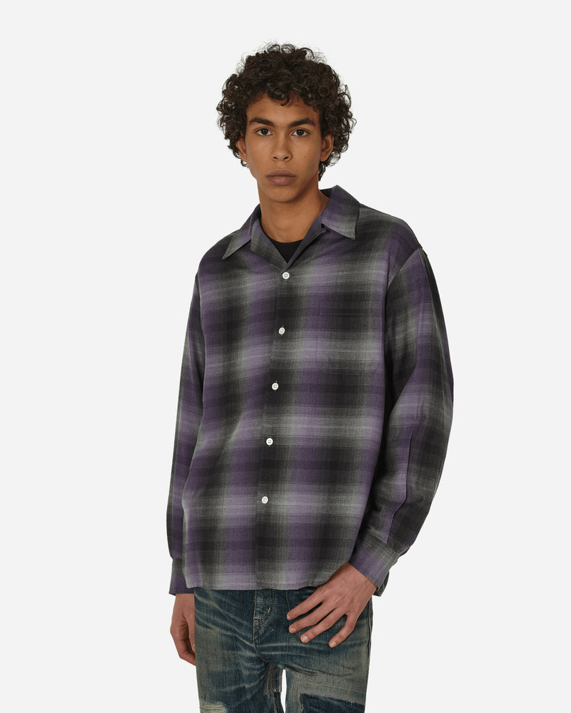 Ombre Check Open Collar Longsleeve Shirt (Type-2) Purple