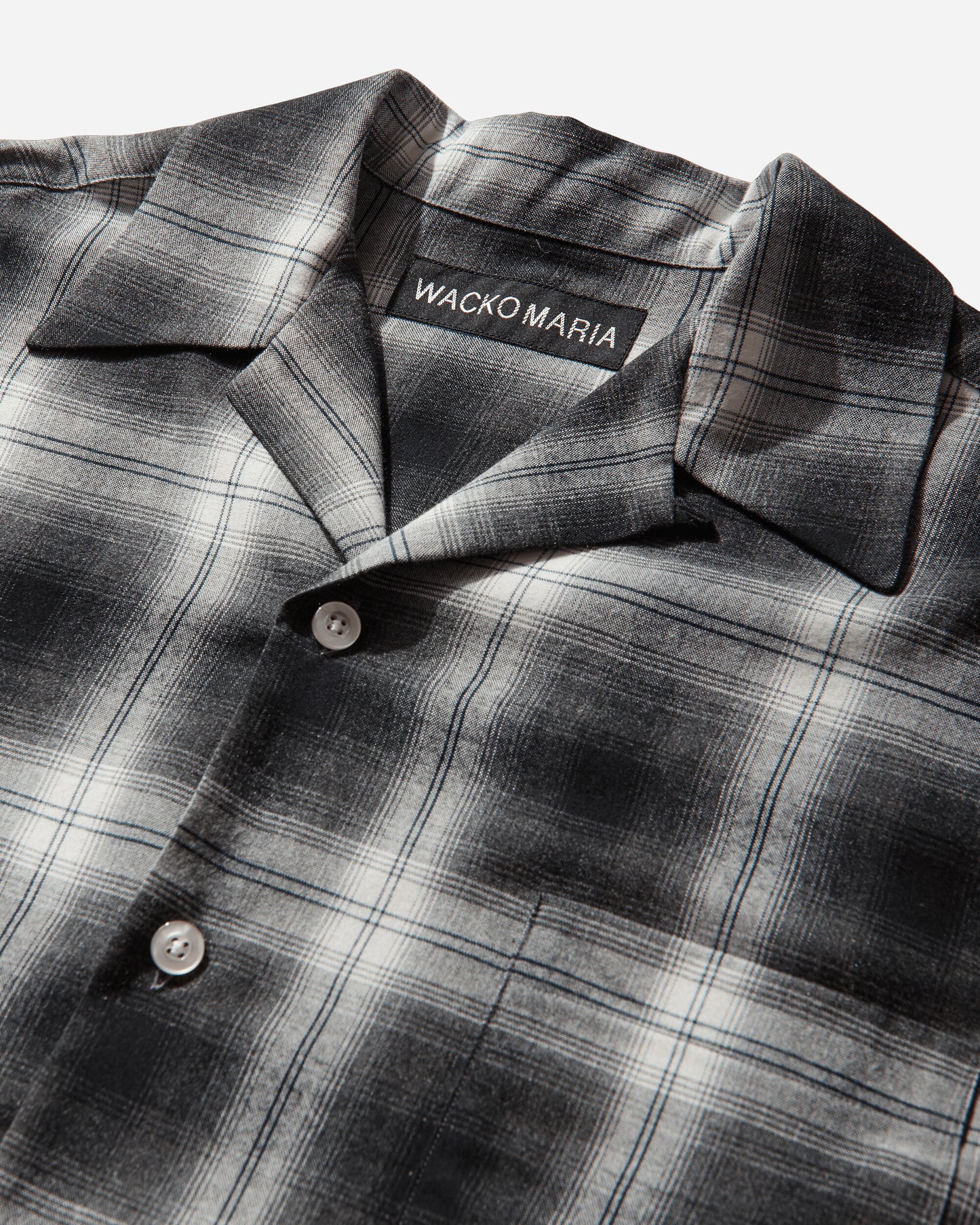 WACKO MARIA Ombre Check Open Collar Shirt L/S (Type-1) Gray Shirts Longsleeve Shirt 26SS-WMS-OC11 GRAY