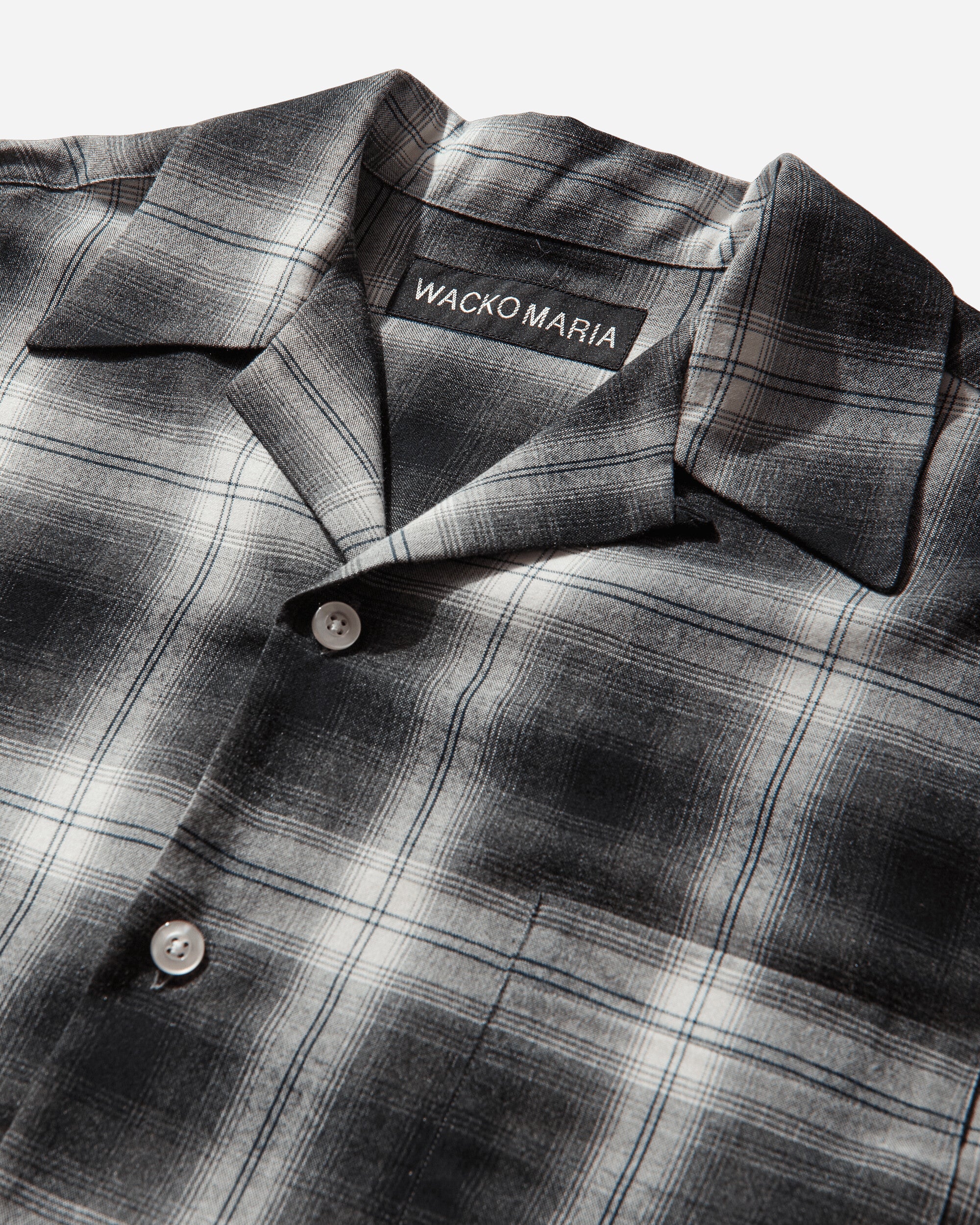 WACKO MARIA Ombre Check Open Collar Shirt L/S (Type-1) Gray Shirts Longsleeve Shirt 26SS-WMS-OC11 GRAY