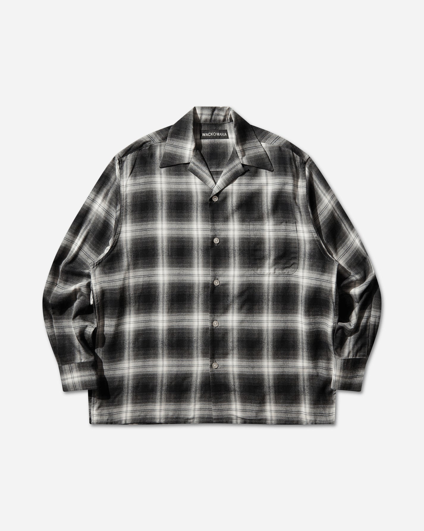 WACKO MARIA Ombre Check Open Collar Shirt L/S (Type-1) Gray Shirts Longsleeve Shirt 26SS-WMS-OC11 GRAY
