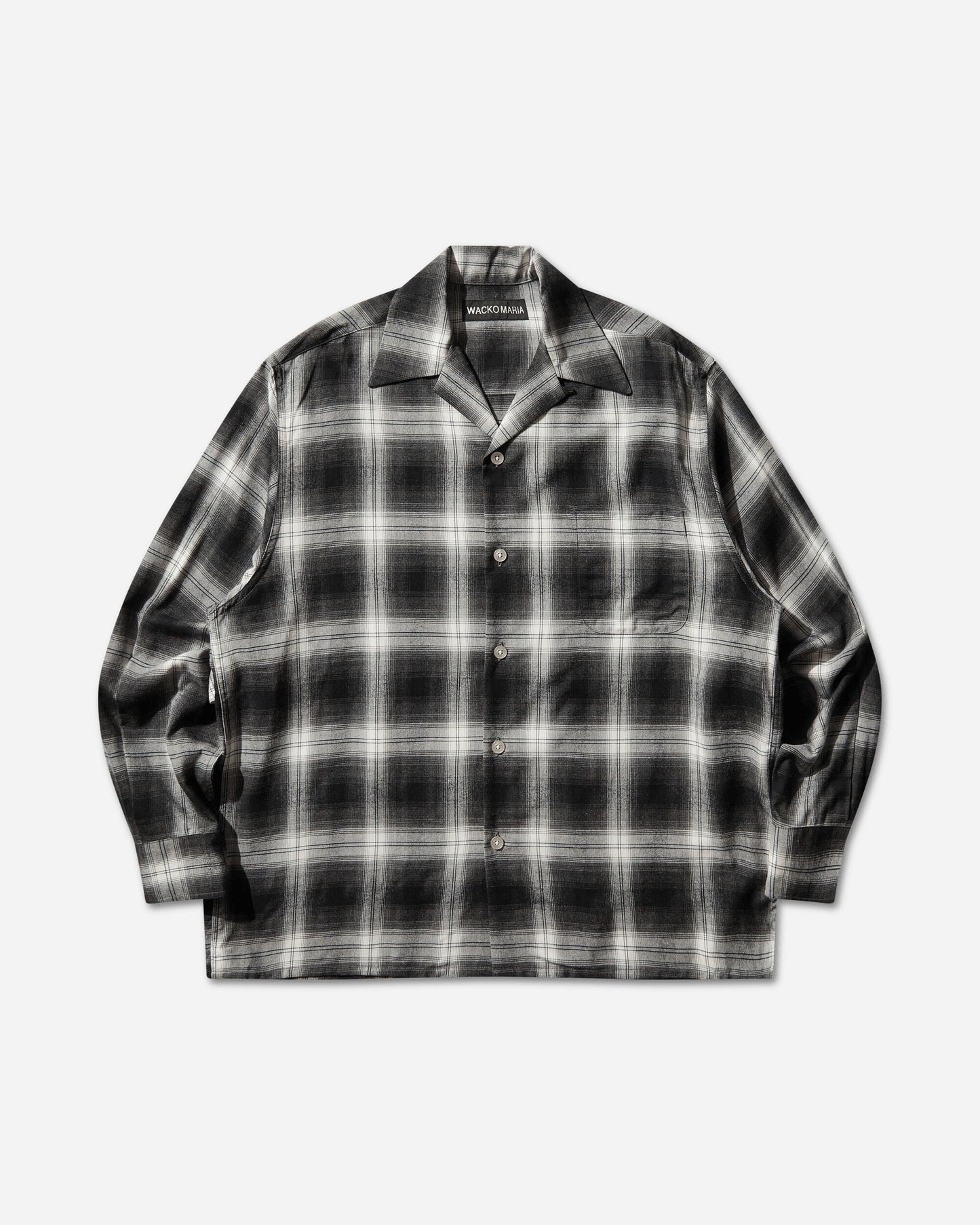 WACKO MARIA Ombre Check Open Collar Shirt L/S (Type-1) Gray Shirts Longsleeve Shirt 26SS-WMS-OC11 GRAY