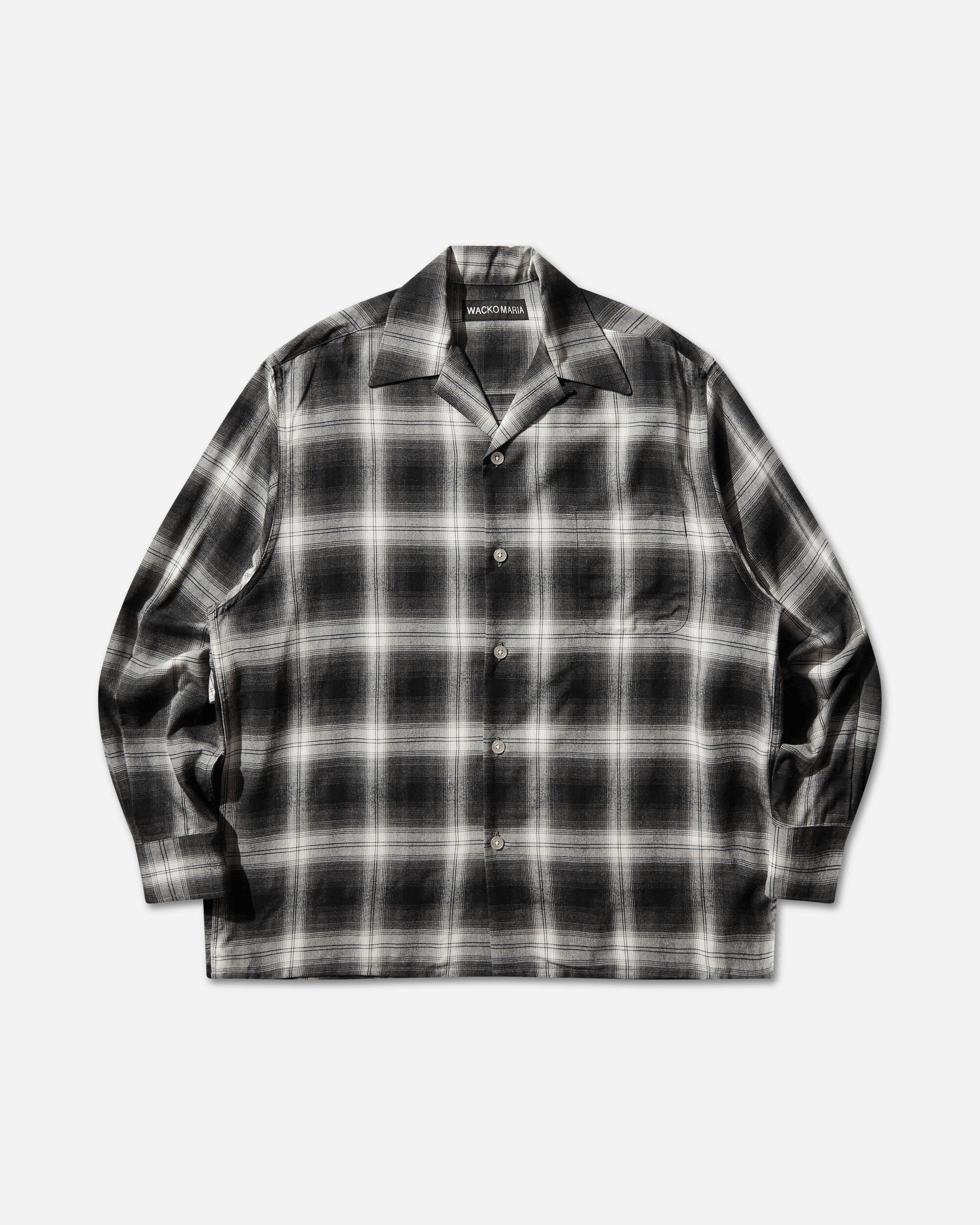 WACKO MARIA Ombre Check Open Collar Shirt L/S (Type-1) Gray Shirts Longsleeve Shirt 26SS-WMS-OC11 GRAY
