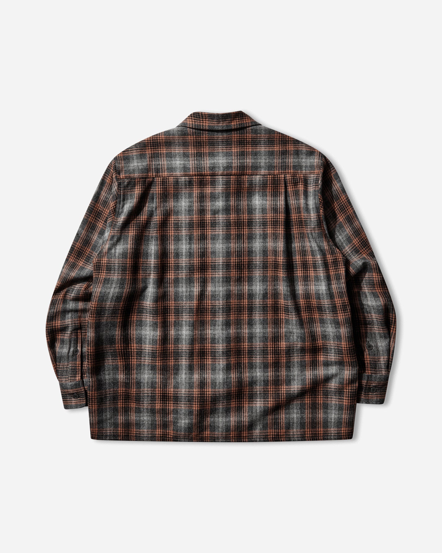 WACKO MARIA Wool Ombre Check Open Collar Shirt Ls  Type 2 Gray Orange Shirts Longsleeve Shirt 25FW-WMS-PE02 GRAY-ORANGE