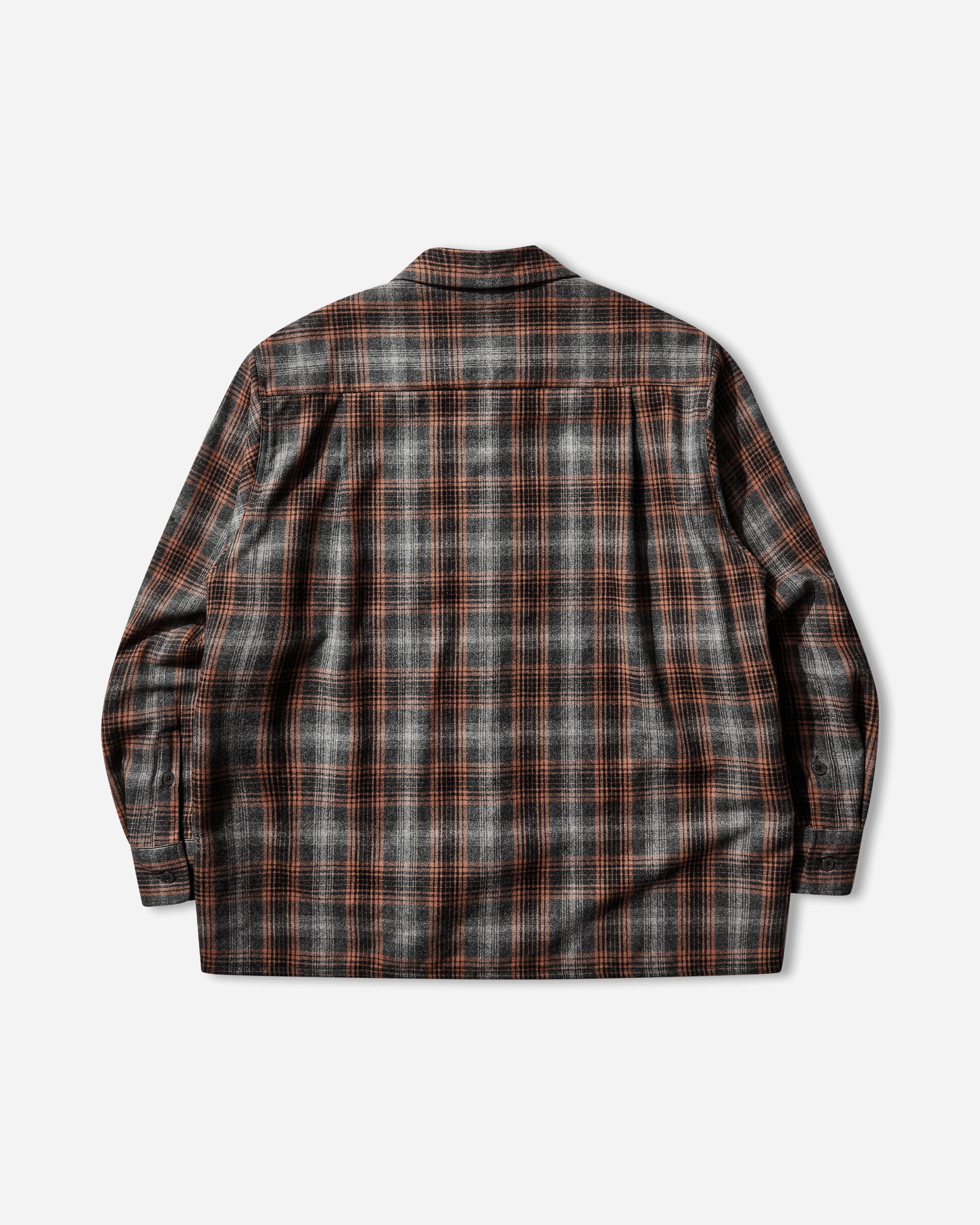 WACKO MARIA Wool Ombre Check Open Collar Shirt Ls  Type 2 Gray Orange Shirts Longsleeve Shirt 25FW-WMS-PE02 GRAY-ORANGE