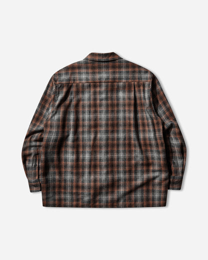 WACKO MARIA Wool Ombre Check Open Collar Shirt Ls  Type 2 Gray Orange Shirts Longsleeve Shirt 25FW-WMS-PE02 GRAY-ORANGE