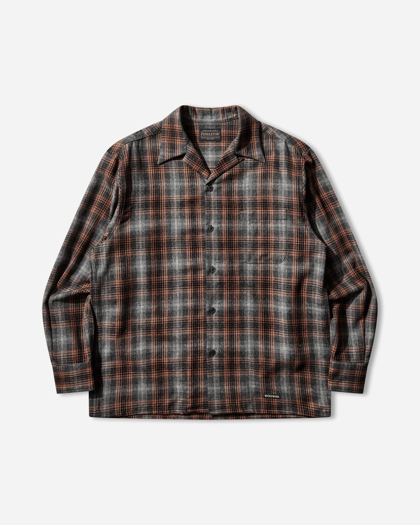 WACKO MARIA Wool Ombre Check Open Collar Shirt Ls  Type 2 Gray Orange Shirts Longsleeve Shirt 25FW-WMS-PE02 GRAY-ORANGE