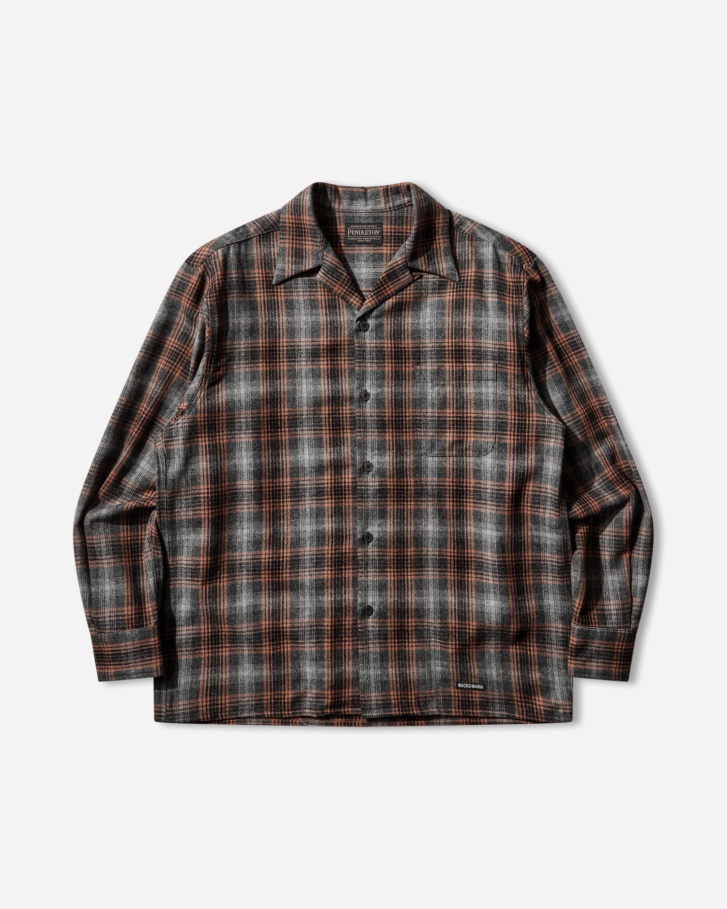 WACKO MARIA Wool Ombre Check Open Collar Shirt Ls  Type 2 Gray Orange Shirts Longsleeve Shirt 25FW-WMS-PE02 GRAY-ORANGE