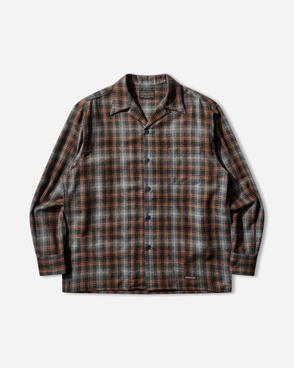 WACKO MARIA Wool Ombre Check Open Collar Shirt Ls  Type 2 Gray Orange Shirts Longsleeve Shirt 25FW-WMS-PE02 GRAY-ORANGE