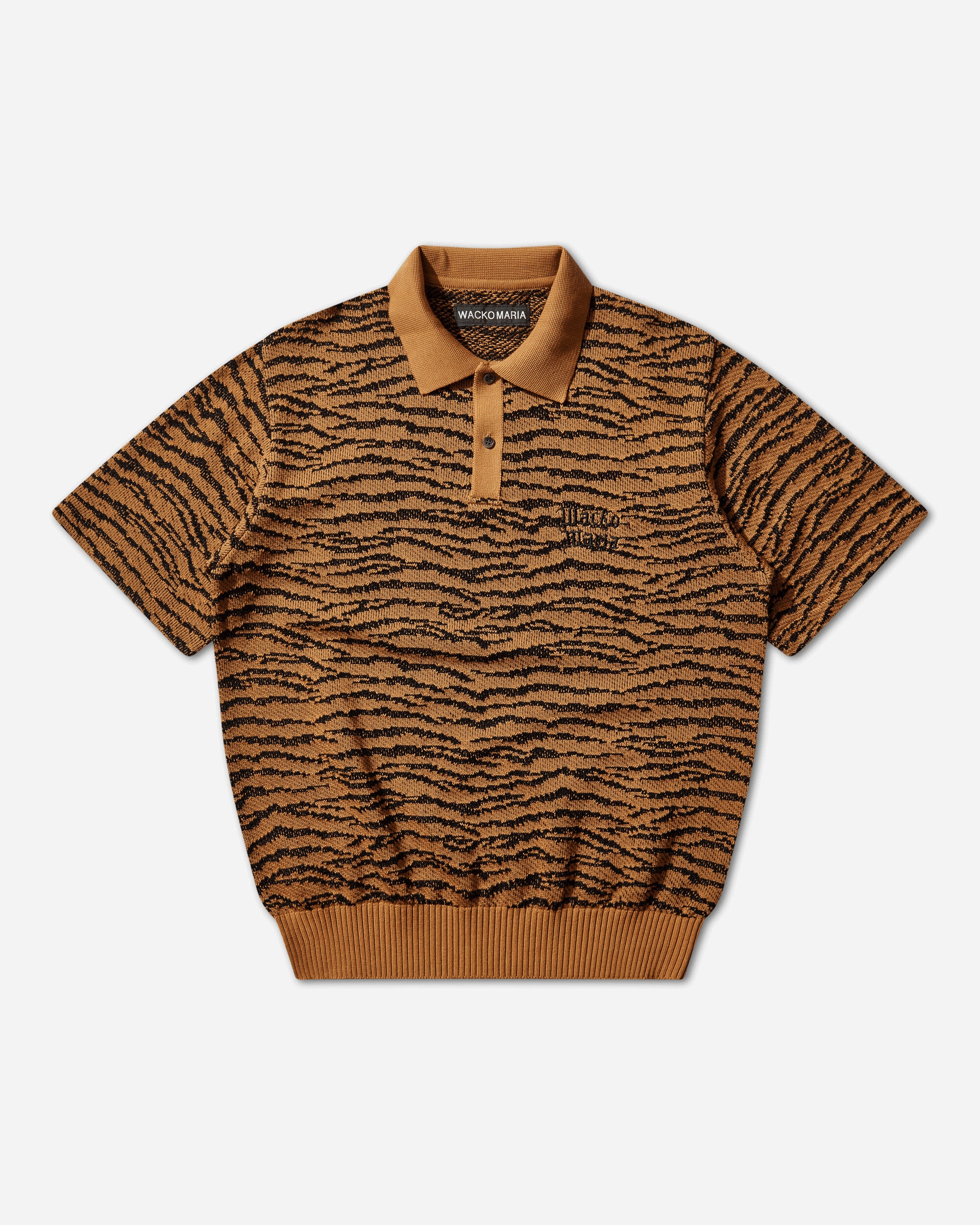 WACKO MARIA Tiger Knit Polo Shirt Orange T-Shirts Polo 26SS-WMK-KN05 ORANGE