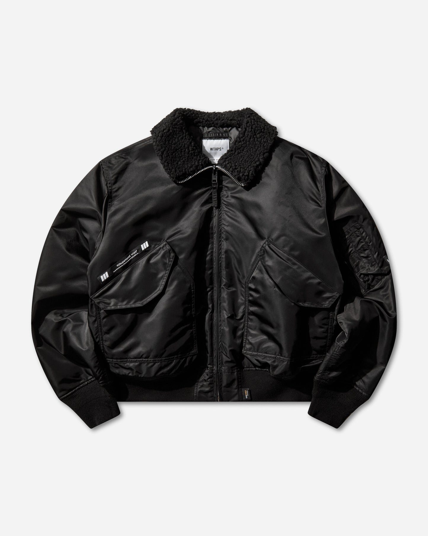 WTAPS Es  Jacket  Nylon Satin Cordura Black Coats and Jackets Bomber Jackets 252TQDT-JKM02 BLACK