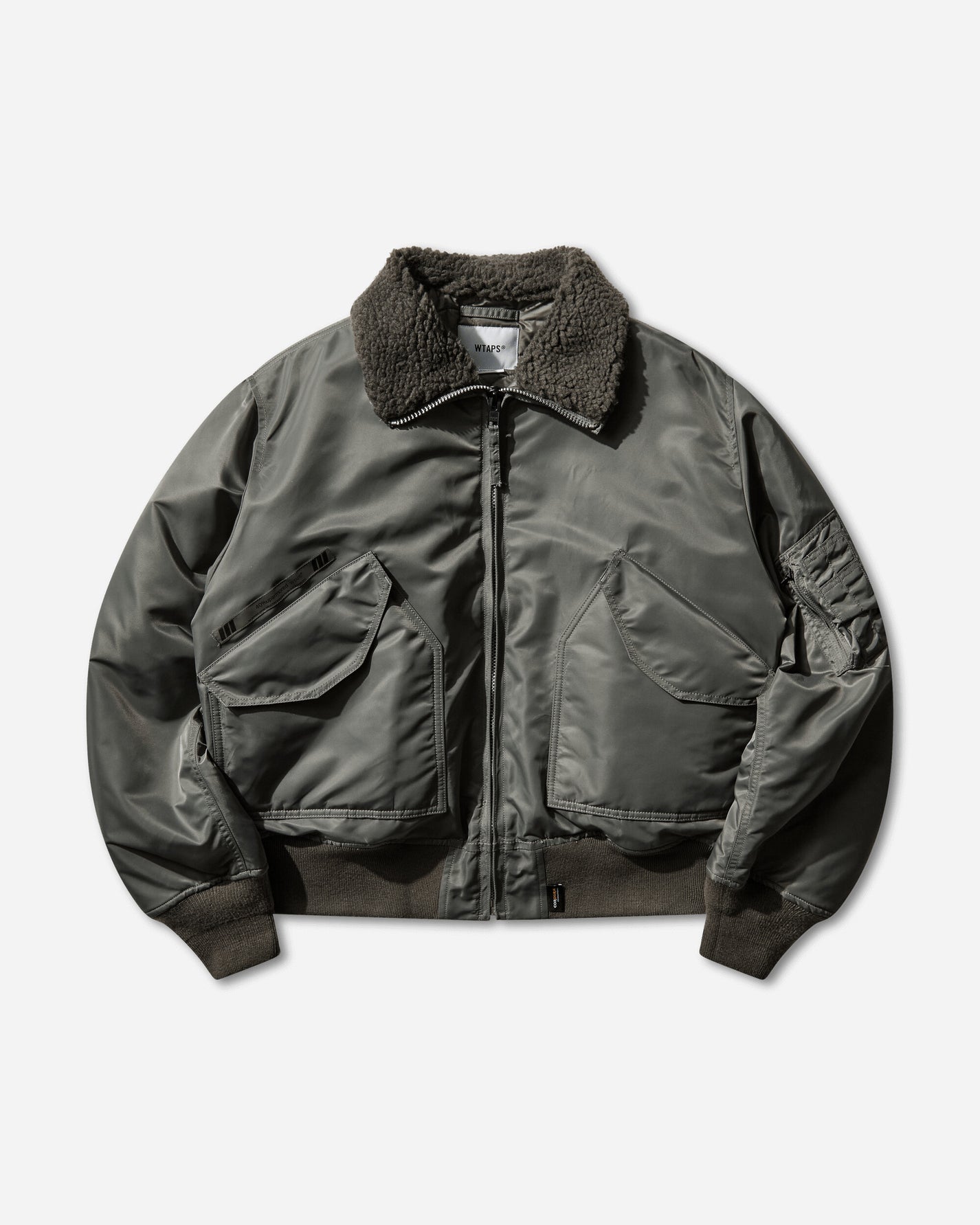 WTAPS Es  Jacket  Nylon Satin Cordura Olive Drab Coats and Jackets Bomber Jackets 252TQDT-JKM02 OLIVEDRAB
