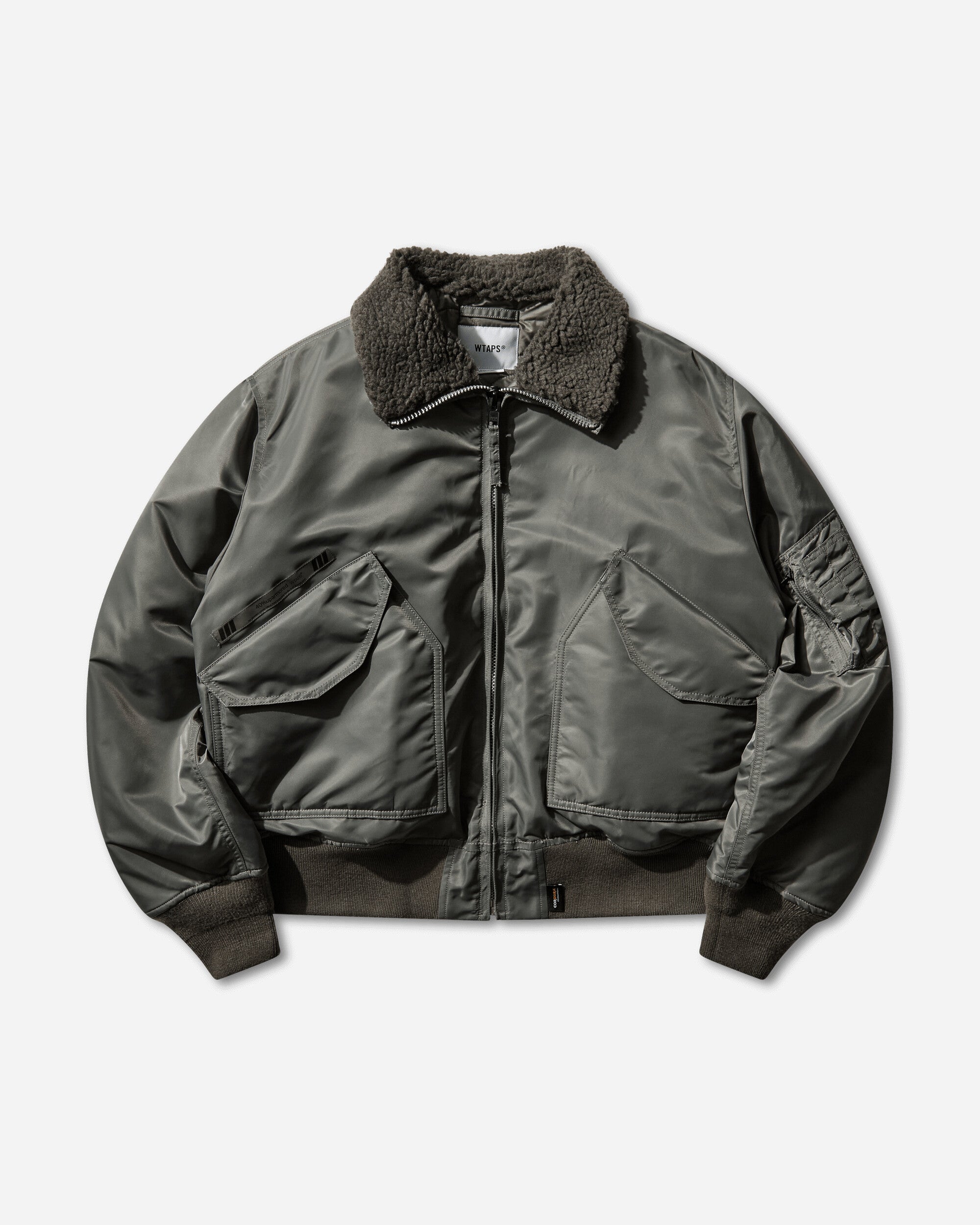 WTAPS Es  Jacket  Nylon Satin Cordura Olive Drab Coats and Jackets Bomber Jackets 252TQDT-JKM02 OLIVEDRAB