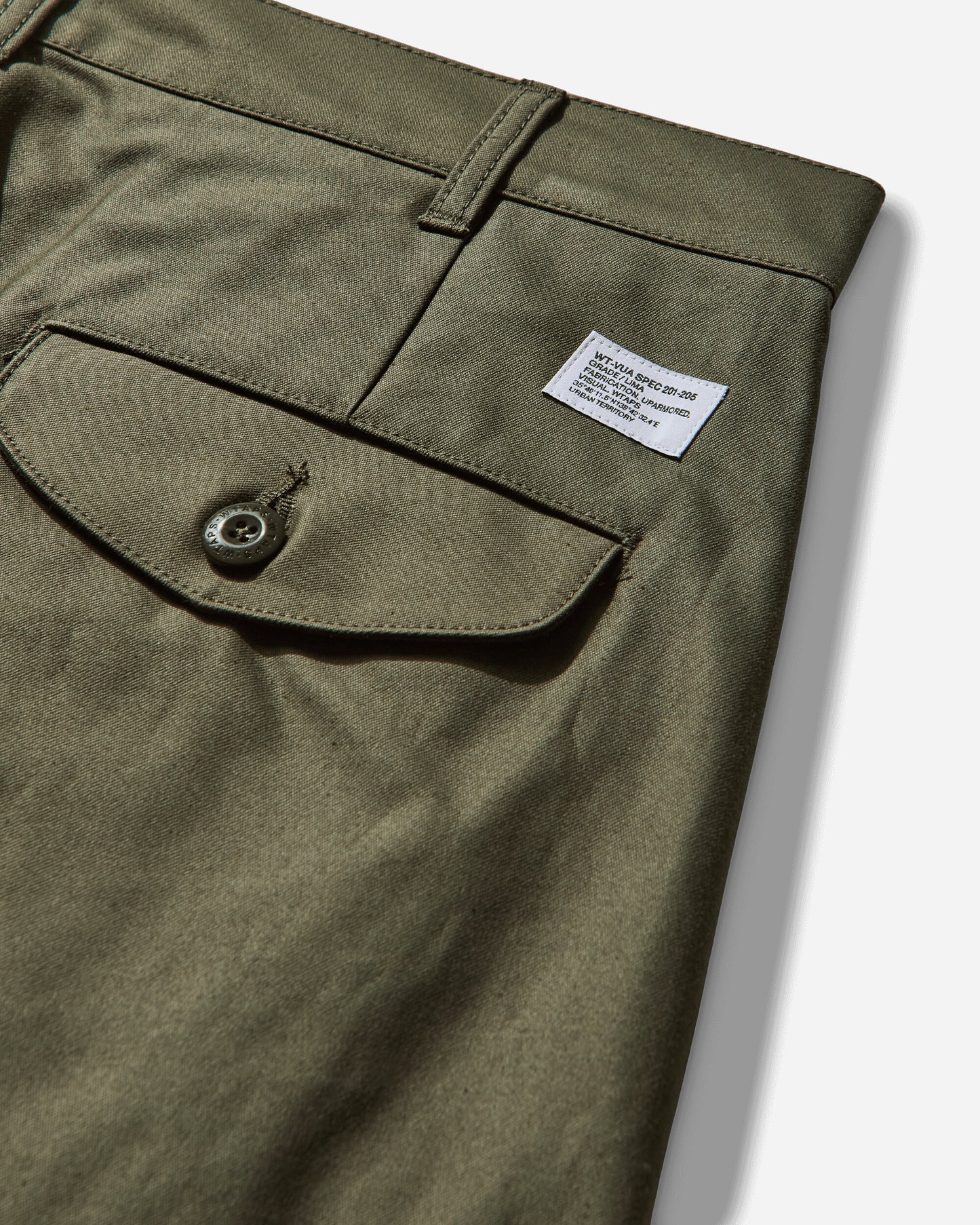 WTAPS Wrkt2501  Trousers  Cotton Backsatin Olive Drab Pants Chinos 252CWDT-PTM06 OLIVEDRAB