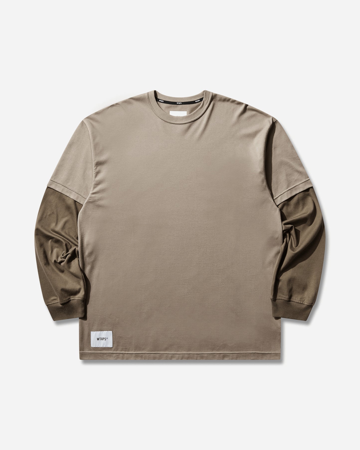 WTAPS Sldr 01  Ls  Cotton Beige T-Shirts Longsleeve 252ATDT-CSM19 BEIGE