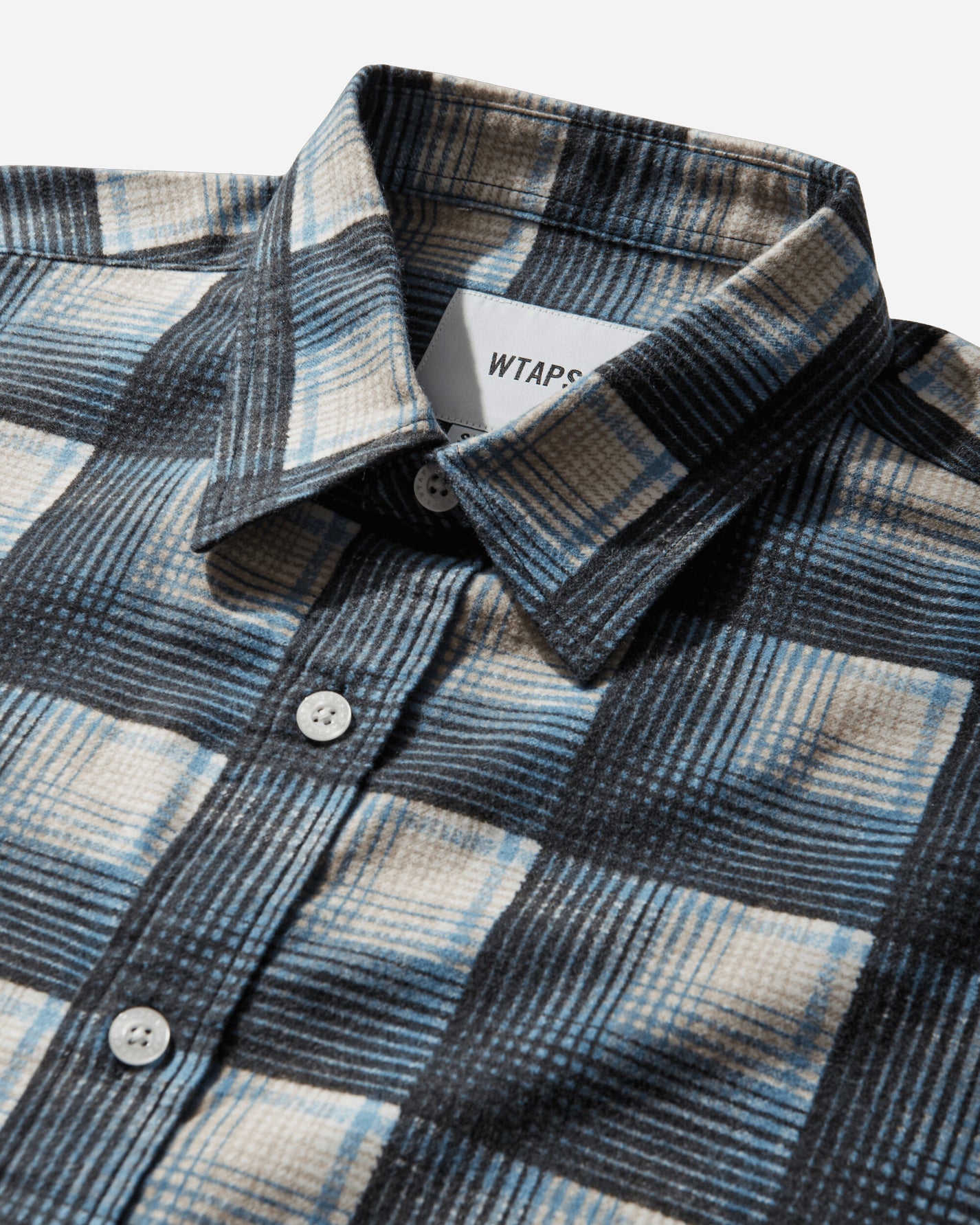 WTAPS Txt 02 Ls Cotton Flannel Textile Of Blue T-Shirts Longsleeve 261TQDT-SHM02 BLU