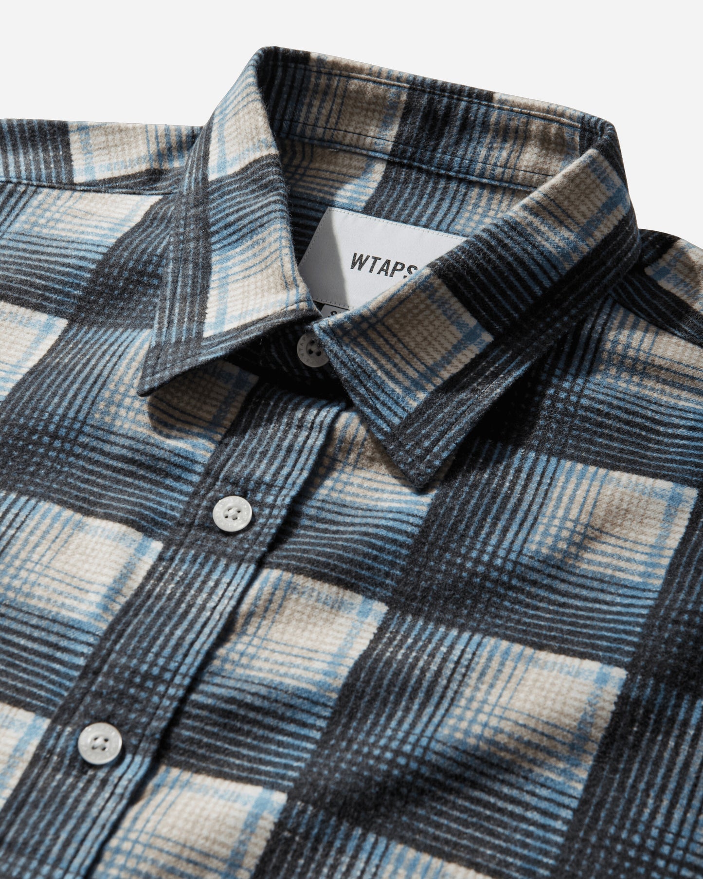 WTAPS Txt 02 Ls Cotton Flannel Textile Of Blue T-Shirts Longsleeve 261TQDT-SHM02 BLU