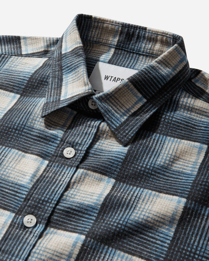 WTAPS Txt 02 Ls Cotton Flannel Textile Of Blue T-Shirts Longsleeve 261TQDT-SHM02 BLU