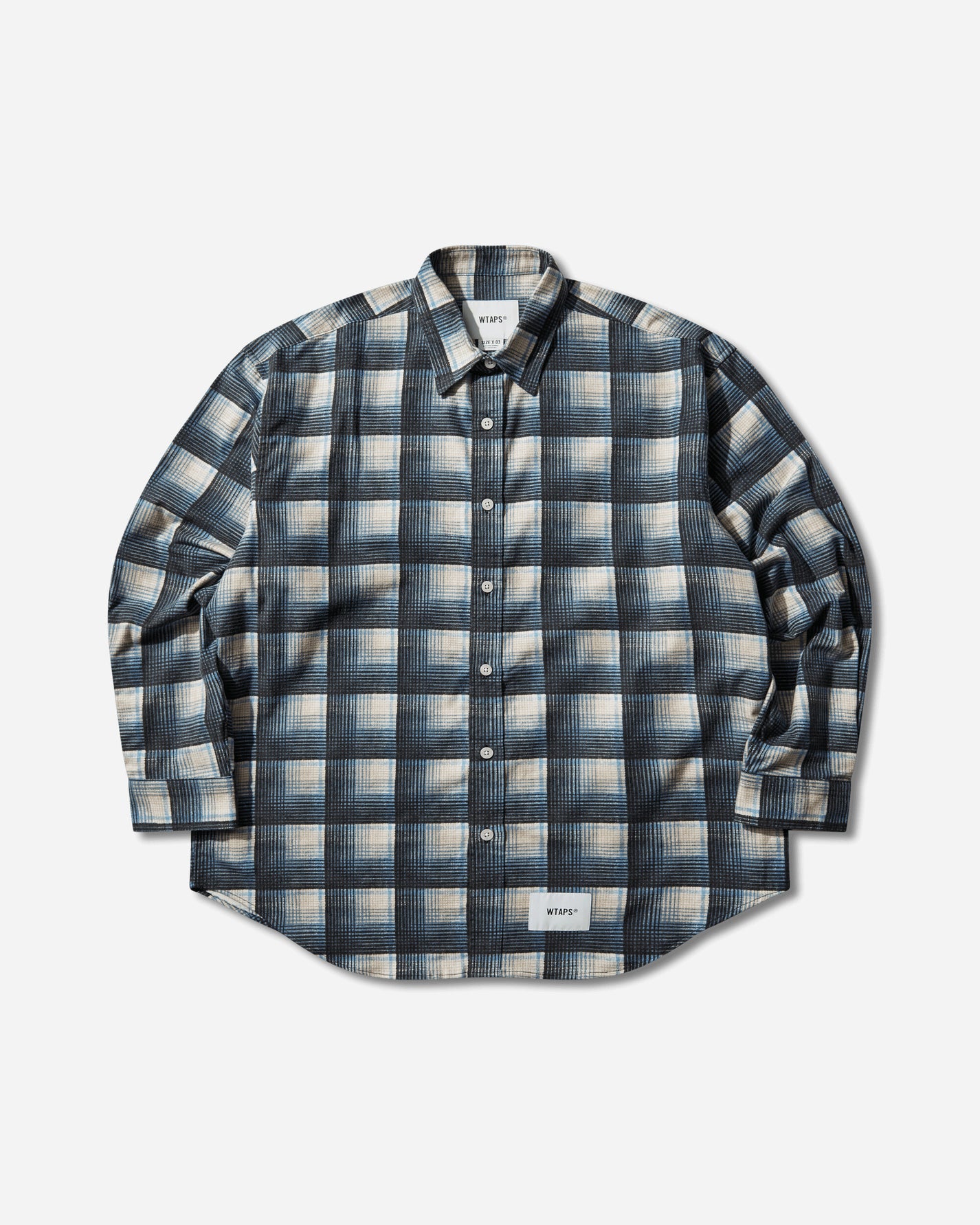 WTAPS Txt 02 Ls Cotton Flannel Textile Of Blue T-Shirts Longsleeve 261TQDT-SHM02 BLU