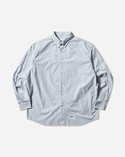 WTAPS Bd 06  Ls  Cotton Broadcloth Textile Of Blue Shirts Longsleeve Shirt 252WVDT-SHM01 BLUE