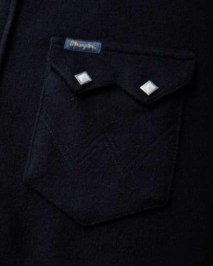Wrangler Wool Western Shirt Dark Navy Dark Navy Shirts Longsleeve Shirt F112386937 Dark Navy