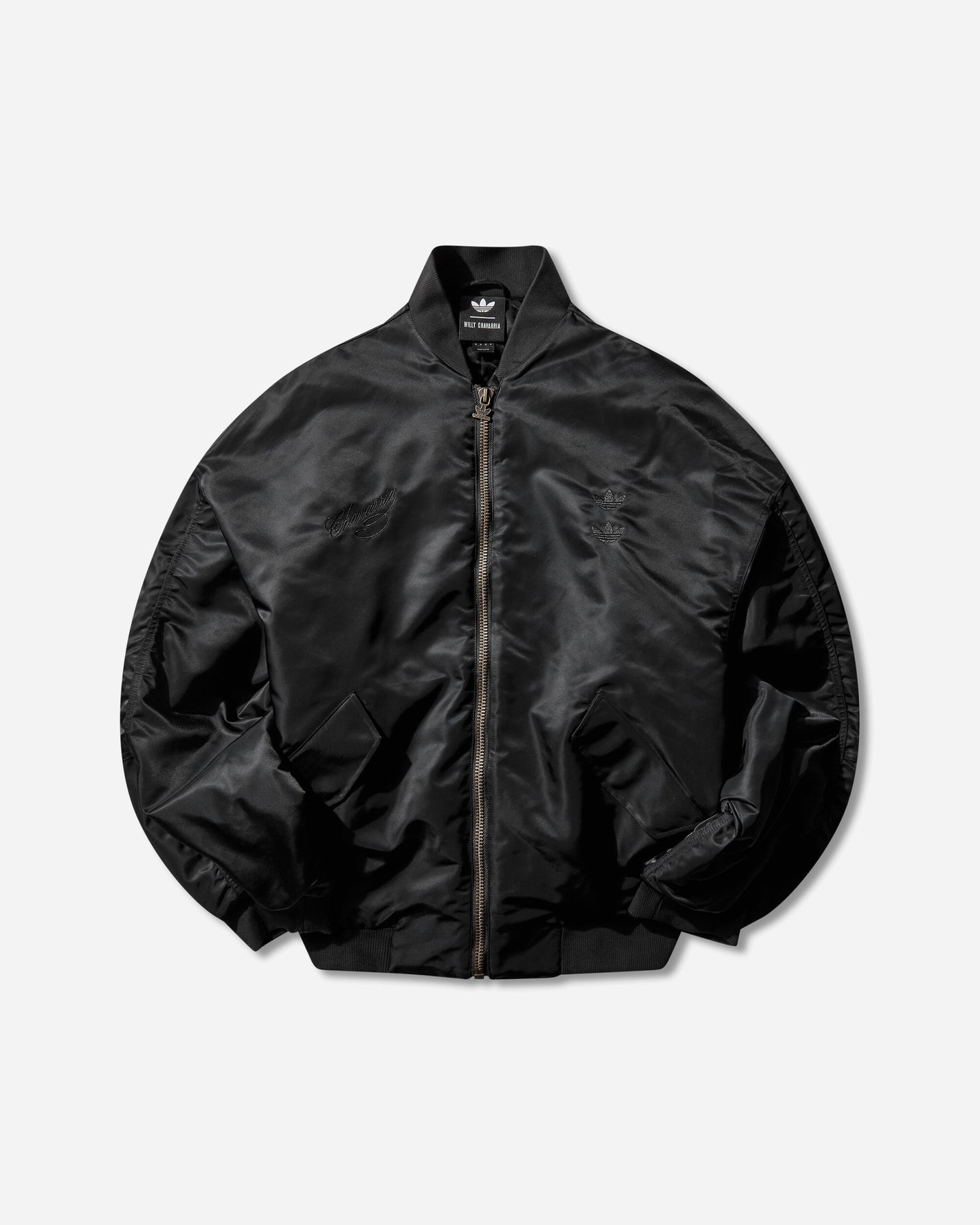 adidas Willy Chavarria Satin Bomber Black Coats and Jackets Jackets KD9361