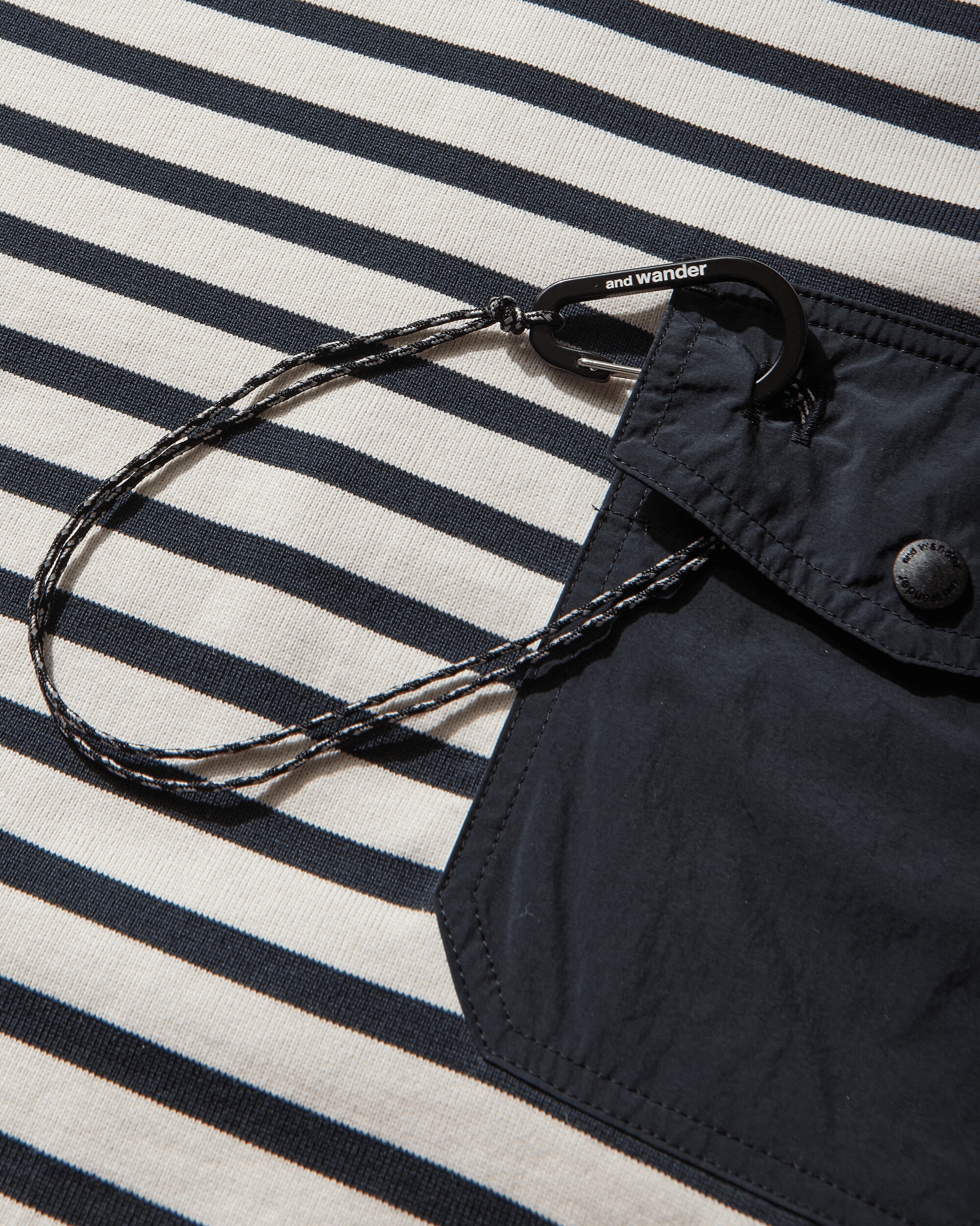 and wander 075  Stripe Pocket Ls T Navy T-Shirts Longsleeve 5746184077 120