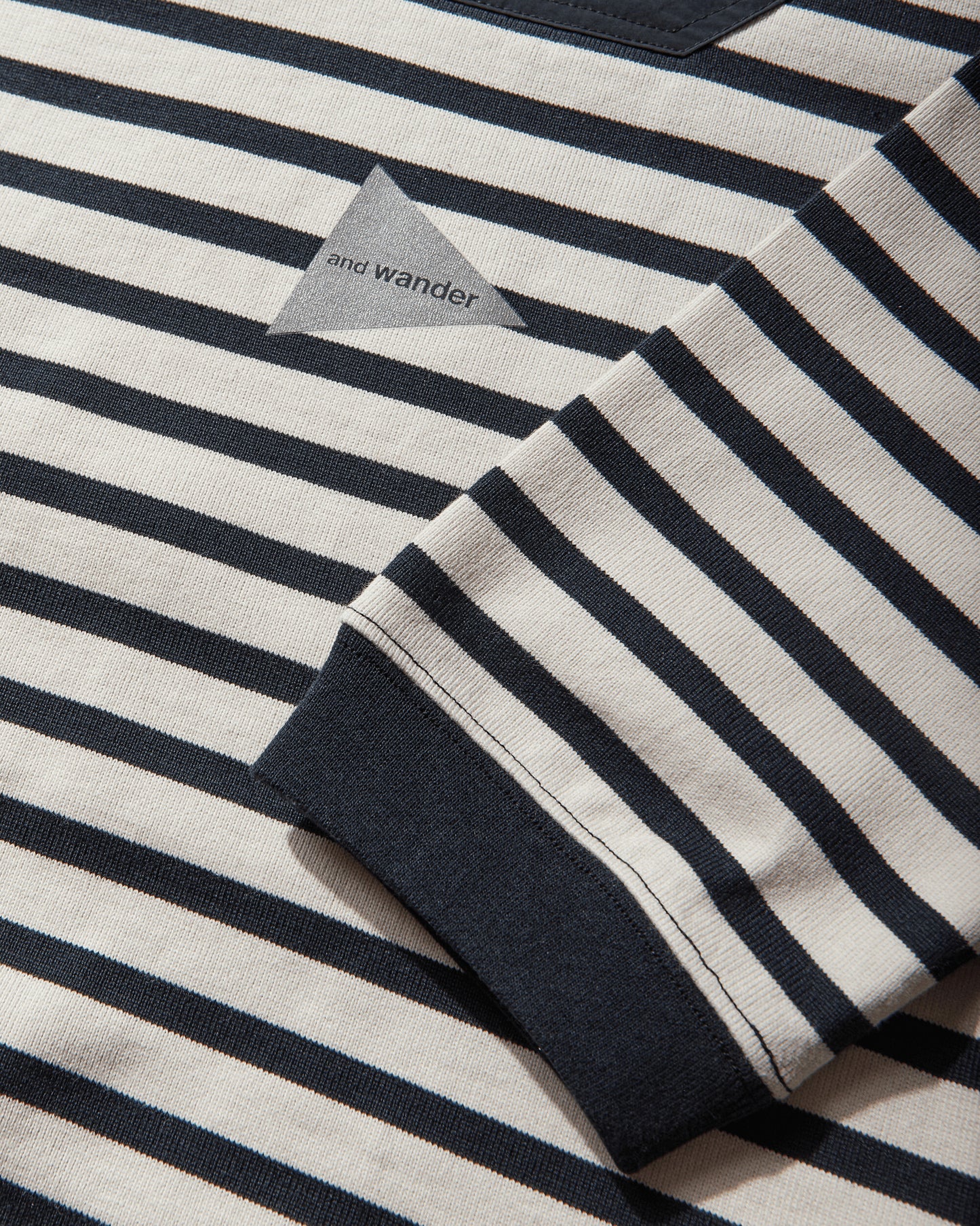 and wander 075  Stripe Pocket Ls T Navy T-Shirts Longsleeve 5746184077 120